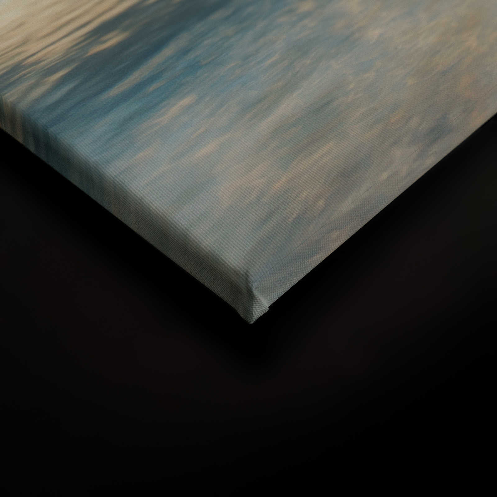             Tableau toile Lac de montagne avec passerelle d'eau et lever de soleil - 1,20 m x 0,80 m
        