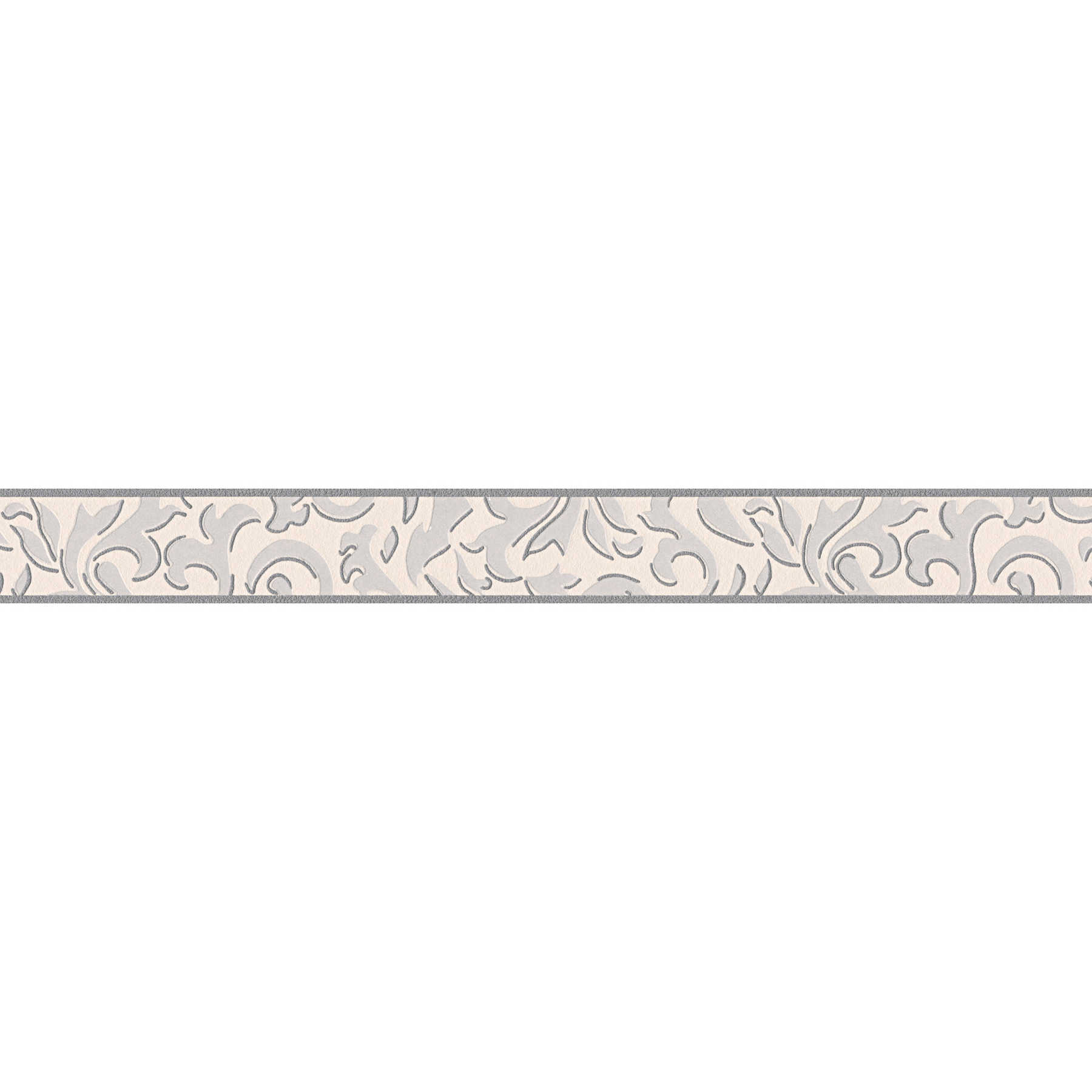 Bordure de papier peint motif stuc moderne - gris, métallique
