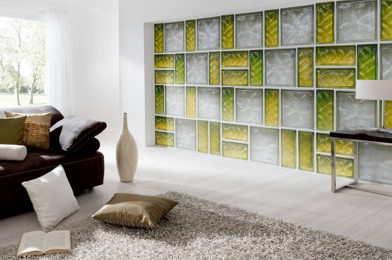             Photo wallpaper glass brick retro 3D design with tile look
        