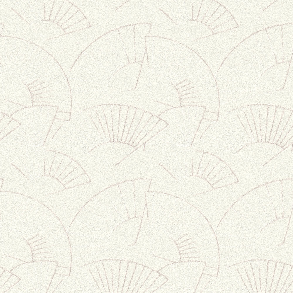             Papier peint Karl LAGERFELD motif éventail - métallique, blanc
        