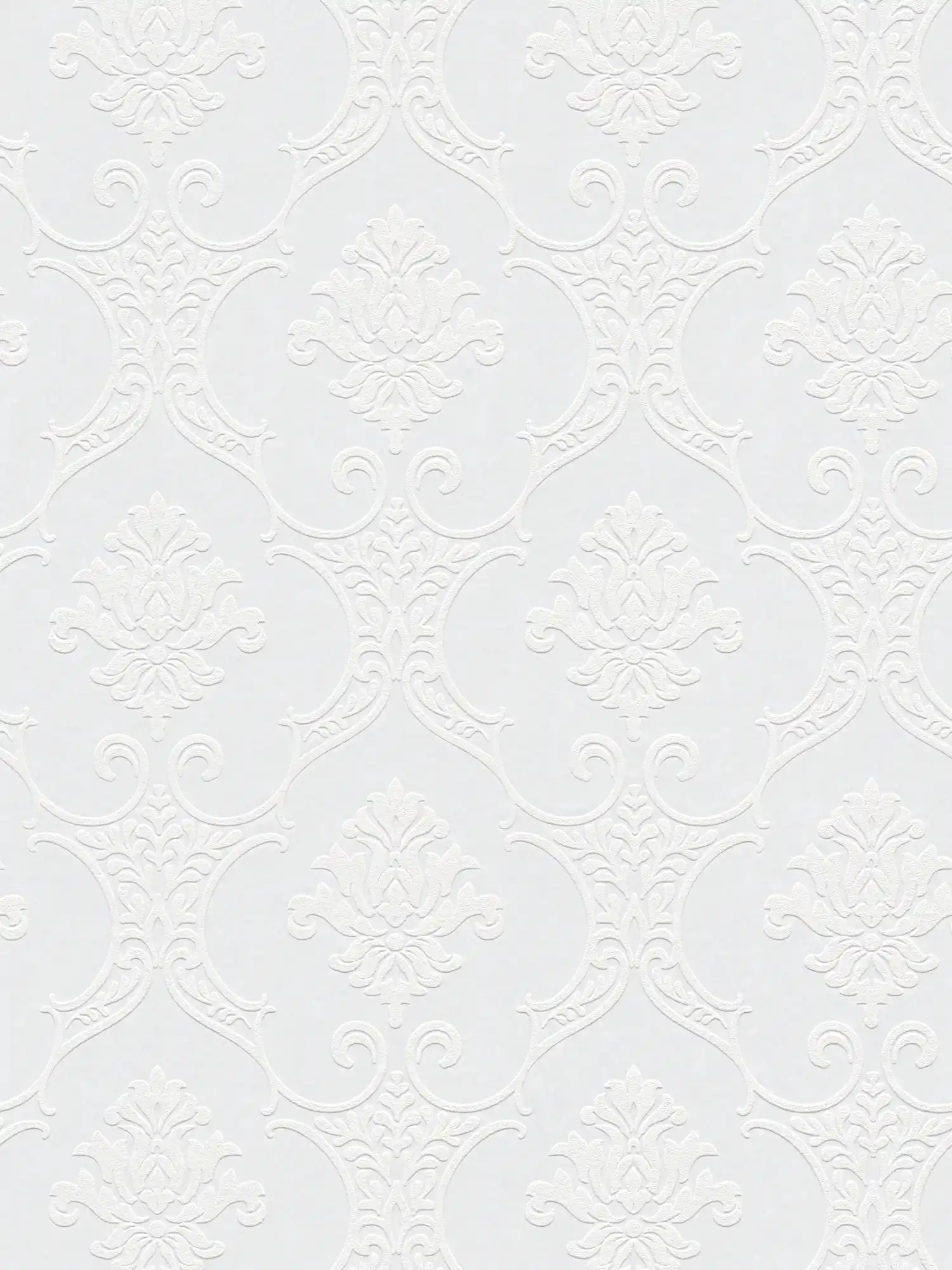 Paintable ornament wallpaper with 3D structure - white
