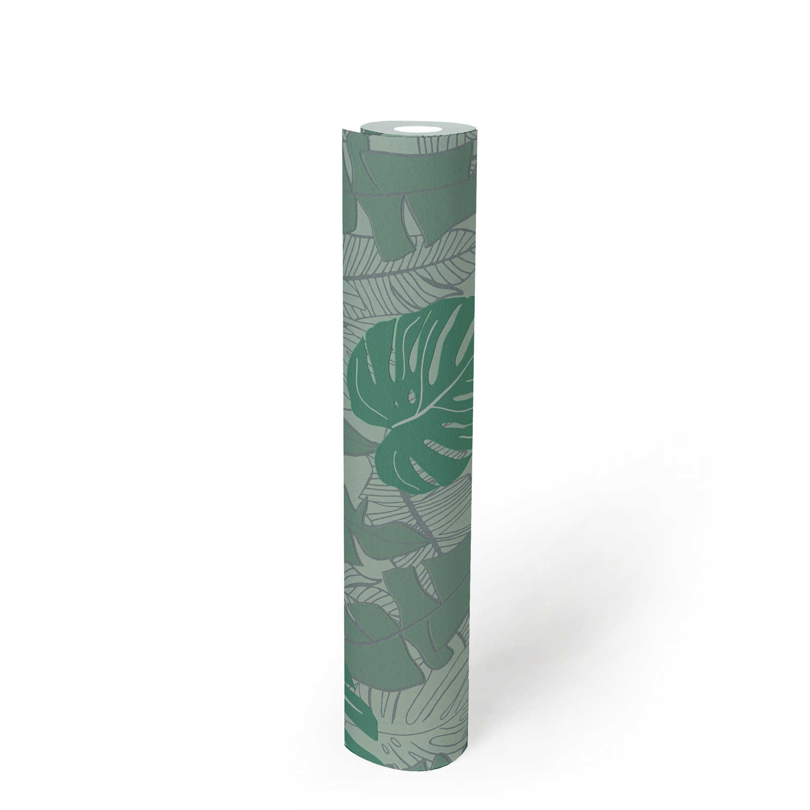             Jungle behang met glanzend patroon - groen, metallic
        