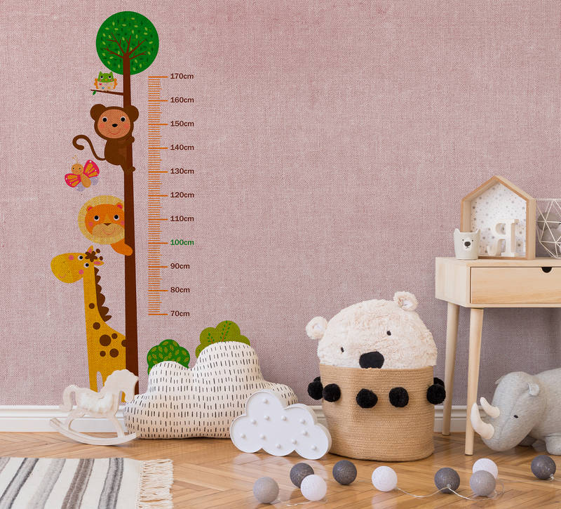             Nursery mural with yardstick - Pink, Colorful
        