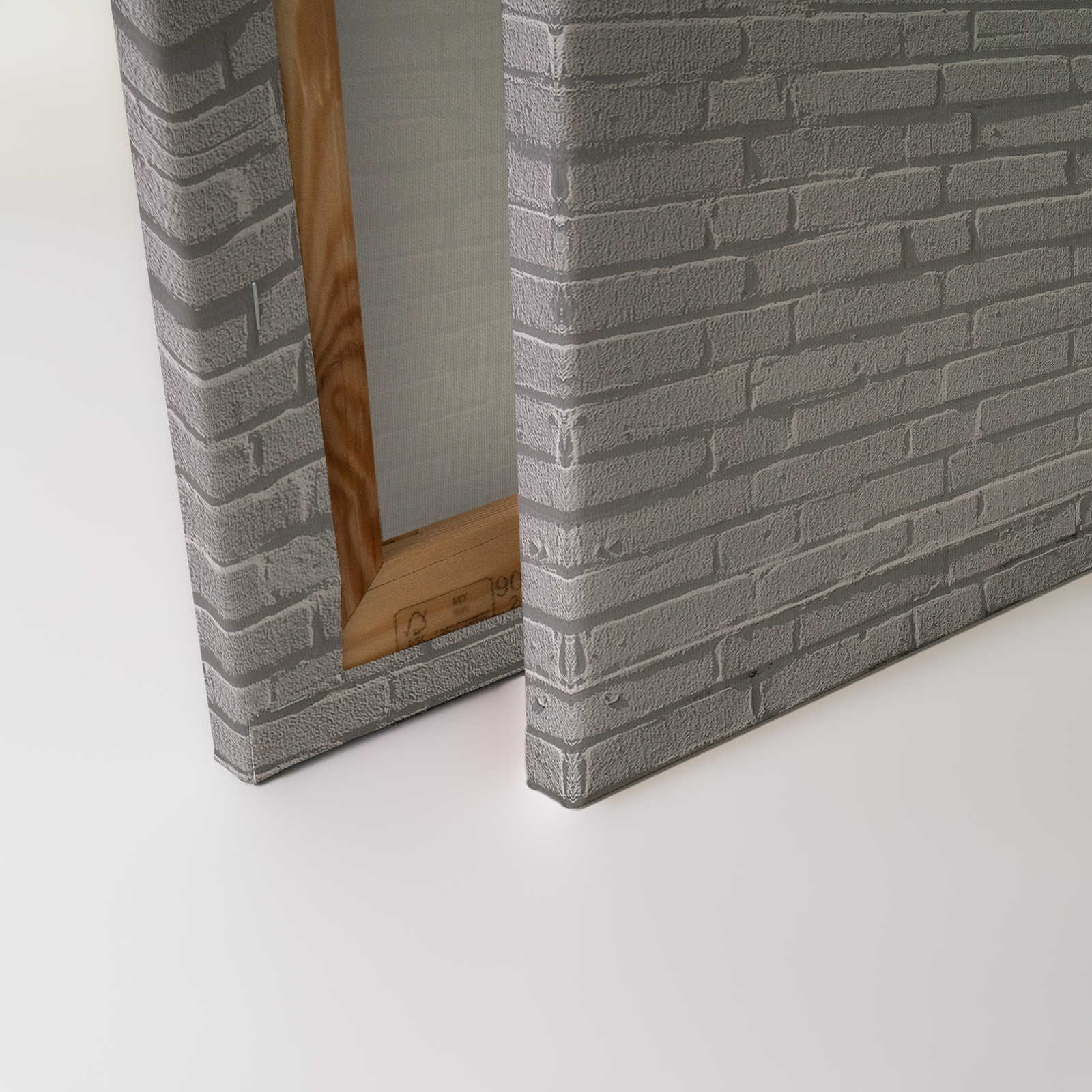             Canvas painting grey brick wall in 3D look - 1,20 m x 0,80 m
        
