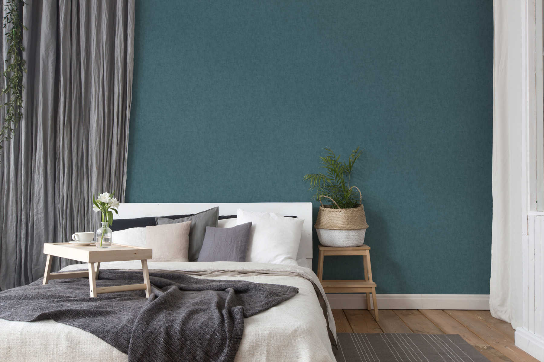             Non-woven wallpaper textile look Scandinavian style - blue, grey
        