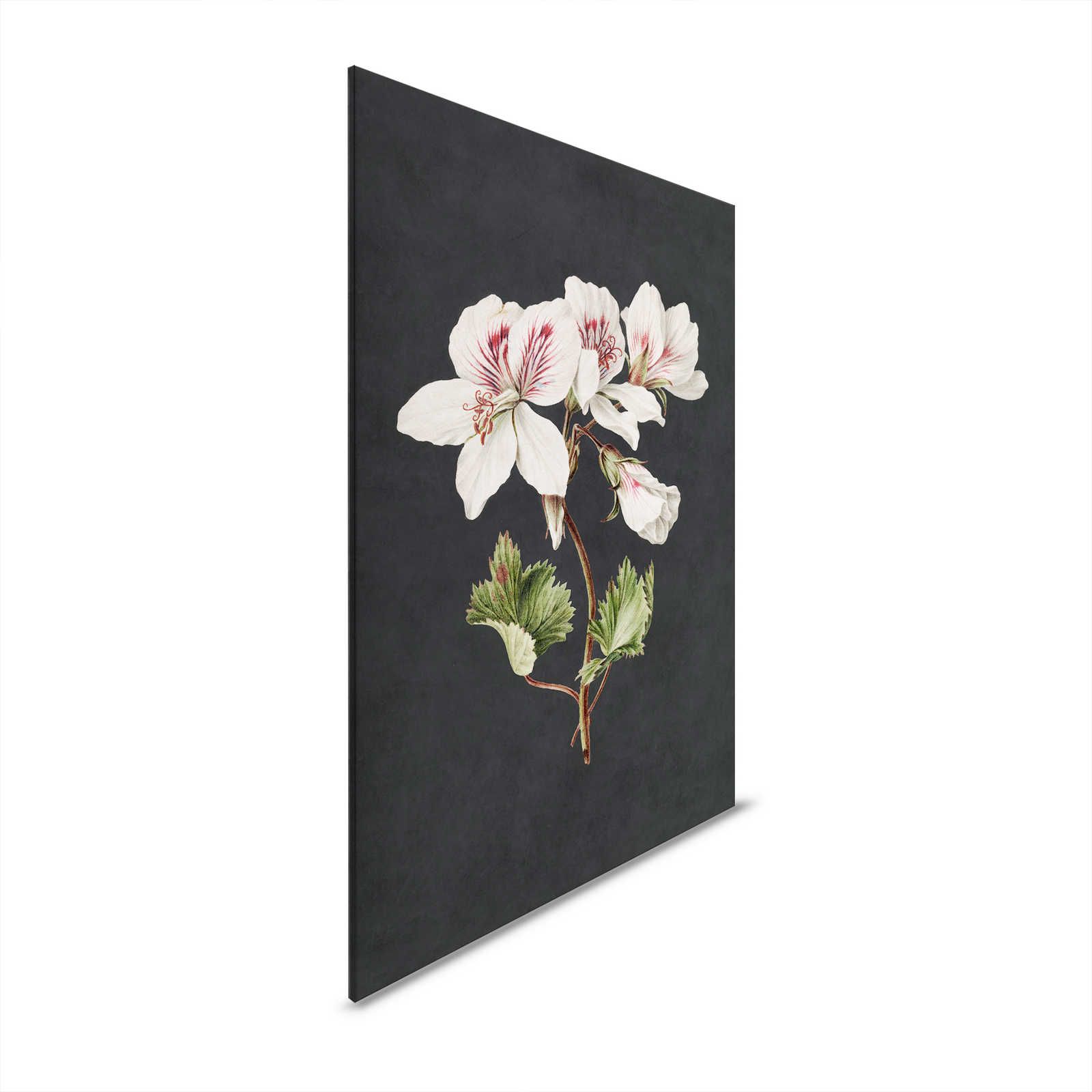 Midnight Garden 1 - Black Canvas Painting Lily Blossom Painting Style - 0.80 m x 1.20 m
