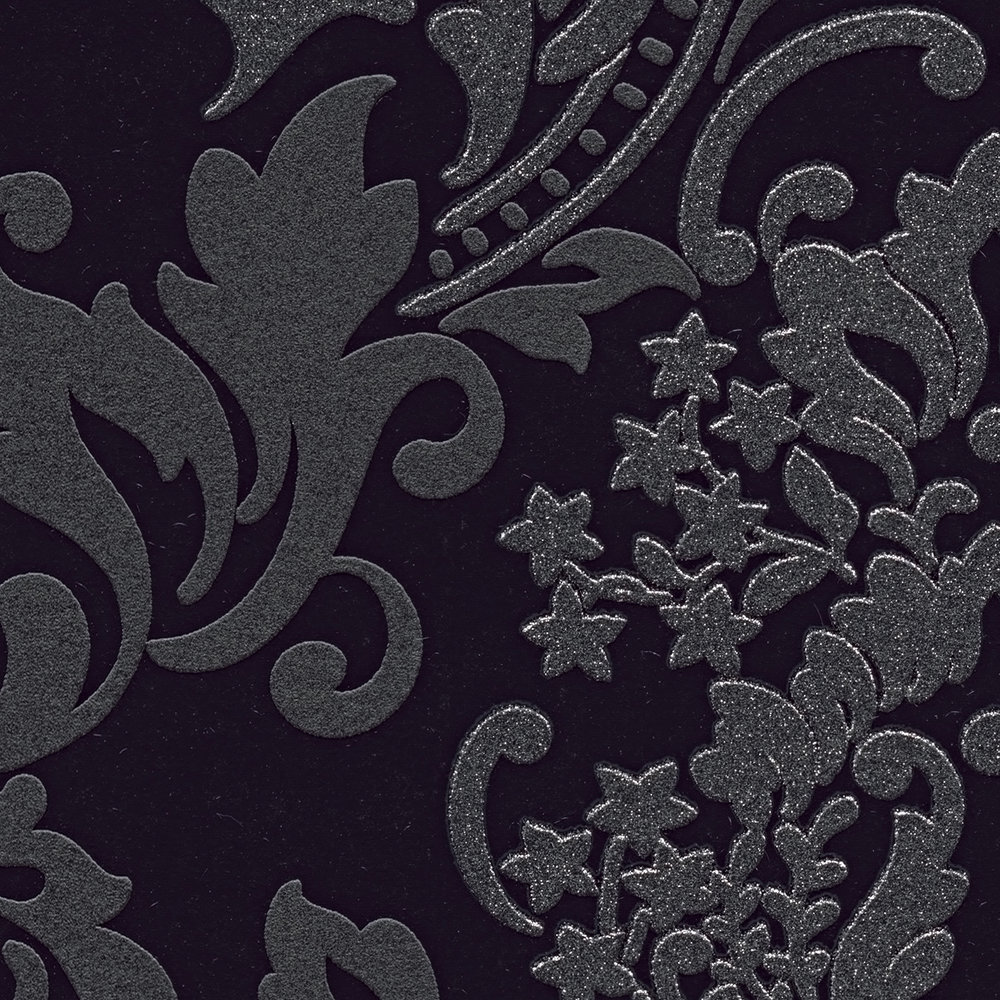             Papier peint baroque avec effet scintillant - noir
        