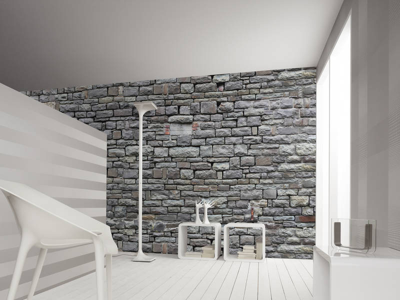             Photo wallpaper with rustic stones - grey
        