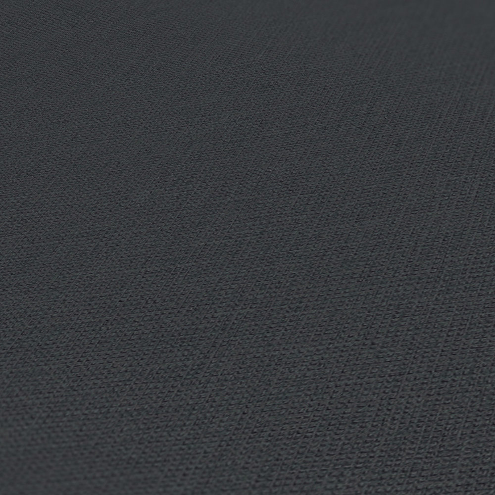            Papel pintado no tejido liso con estructura de lino - negro
        