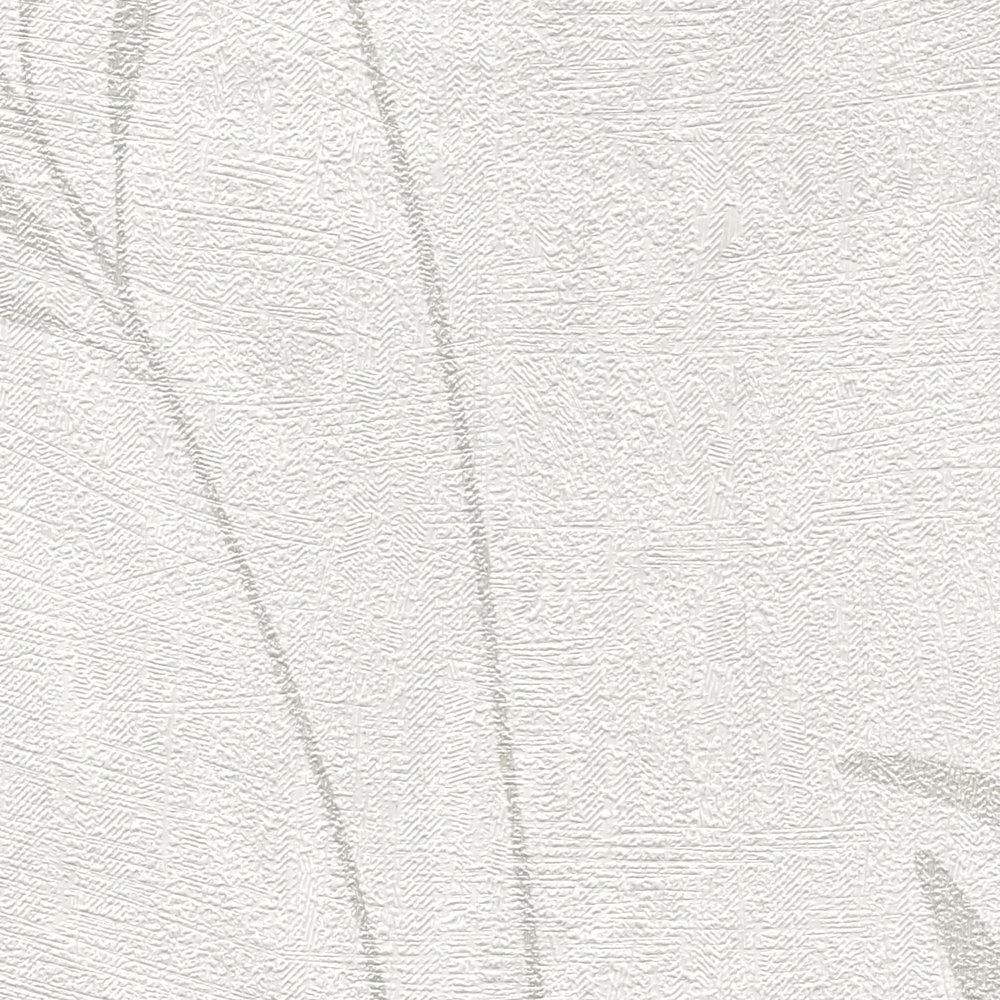             Carta da parati floreale in tessuto non tessuto con motivo a erba e struttura fine - bianco, grigio, metallizzato
        