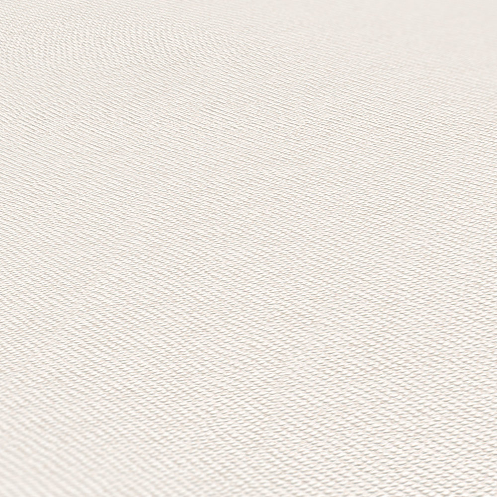             Plain wallpaper cream-white with textile structure
        