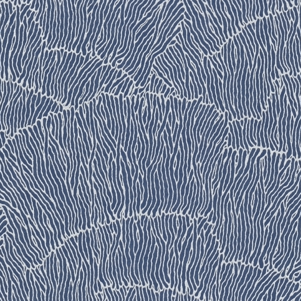             Papier peint intissé avec motifs de lignes - argent, bleu, métallique
        