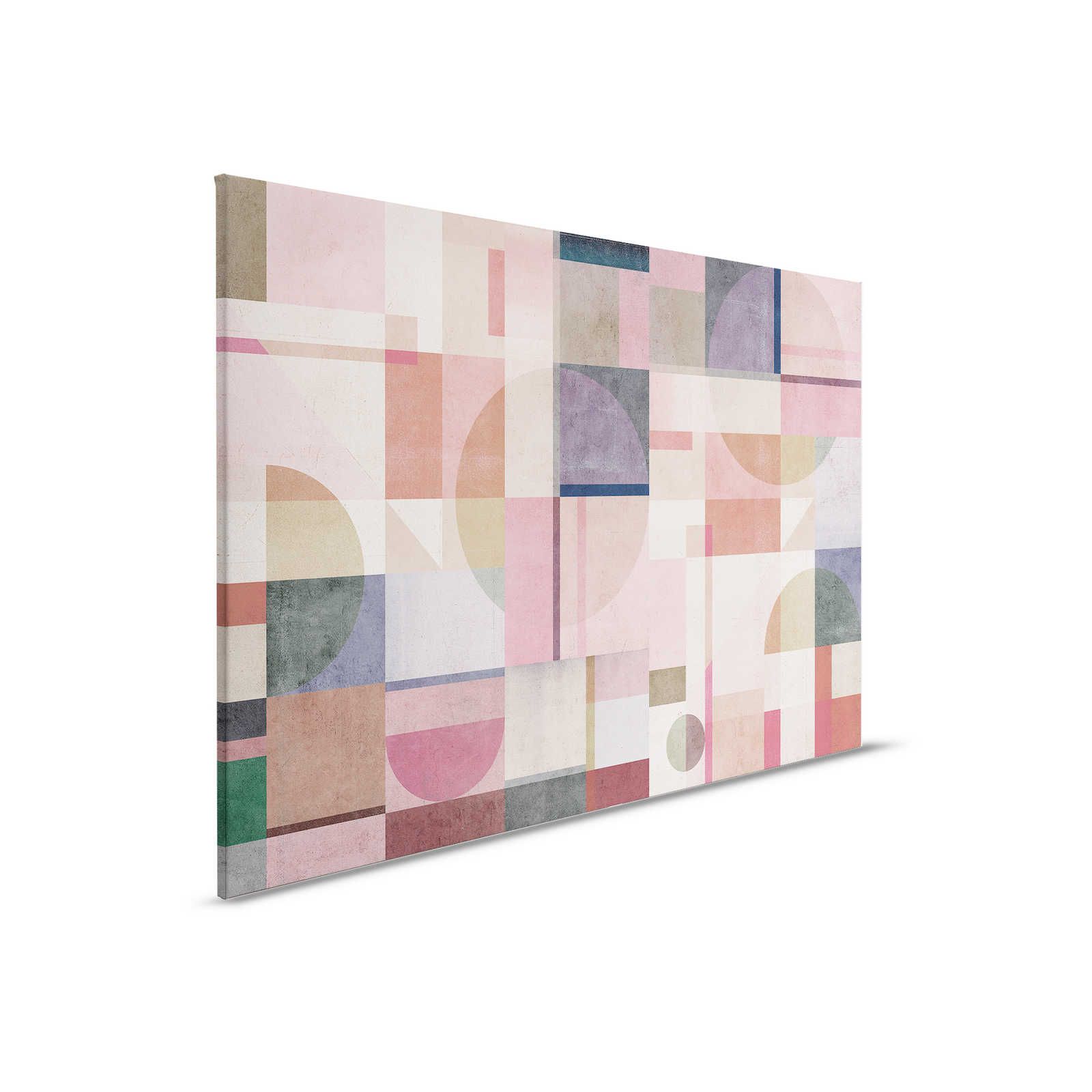         Piazza 2 - Concrete Look Canvas Painting Pink & Green with Graphic Pattern - 0.90 m x 0.60 m
    