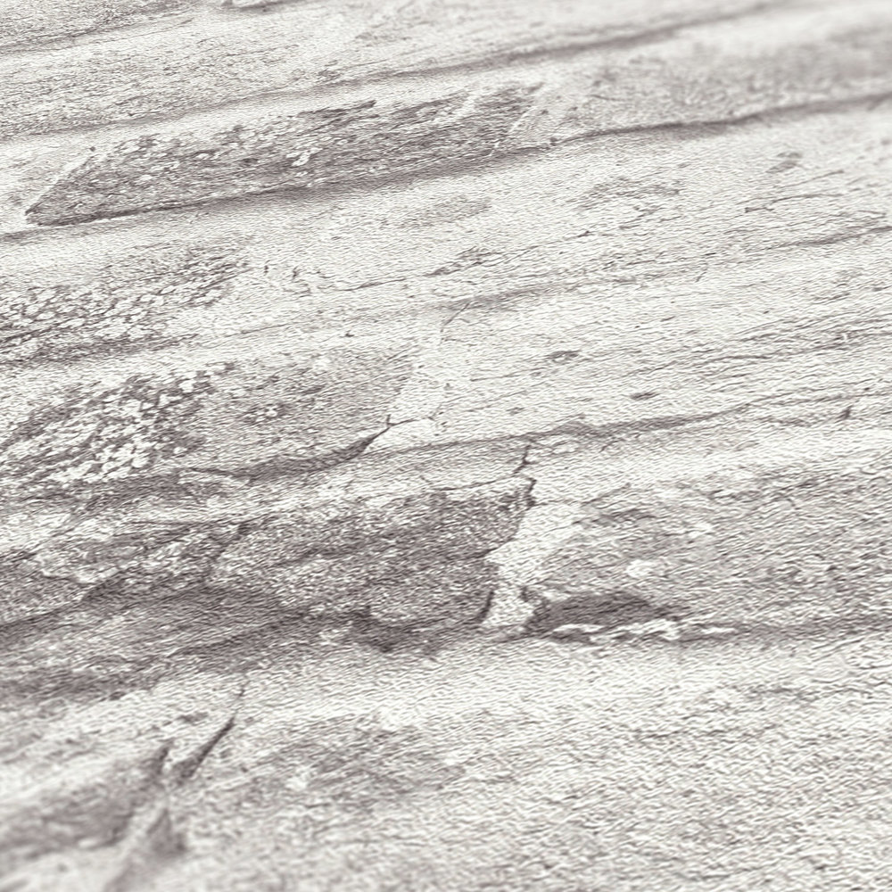             Papel pintado tejido-no tejido con aspecto de piedra - gris, gris, blanco
        