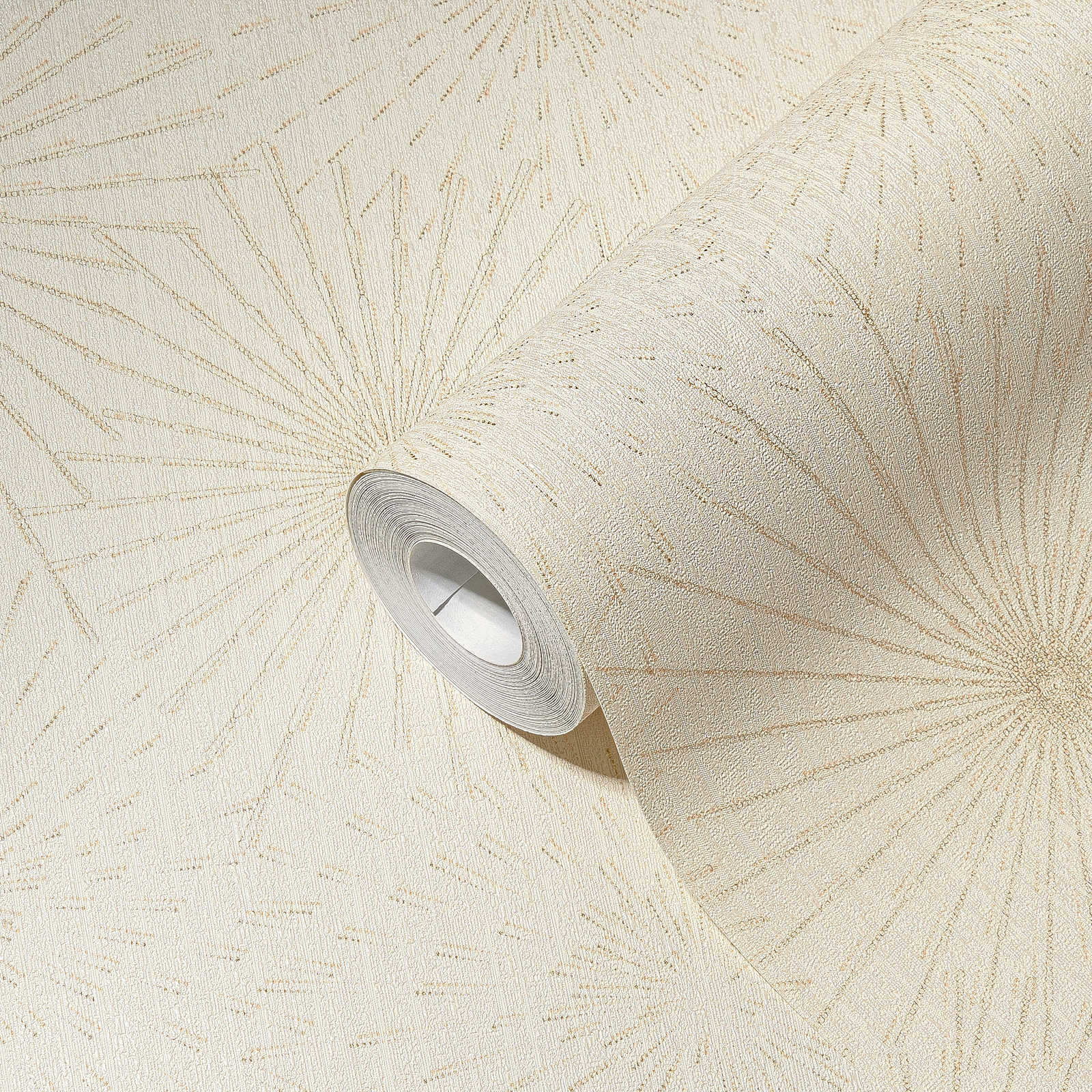             Papier peint design avec motif rétro des années 50 - crème, métallique
        