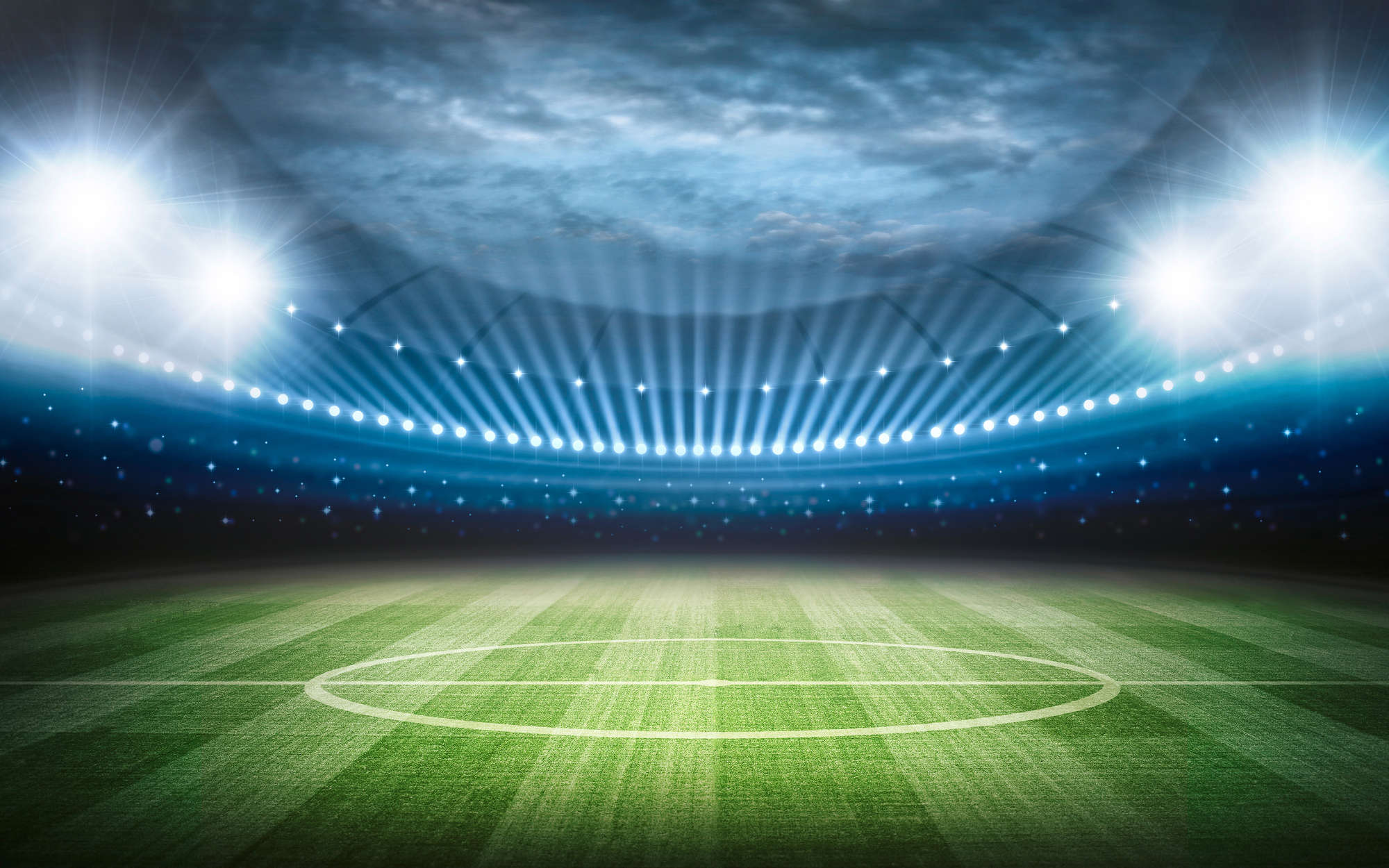             Football papier peint en papier Stade avec projecteurs - nacré intissé lisse
        