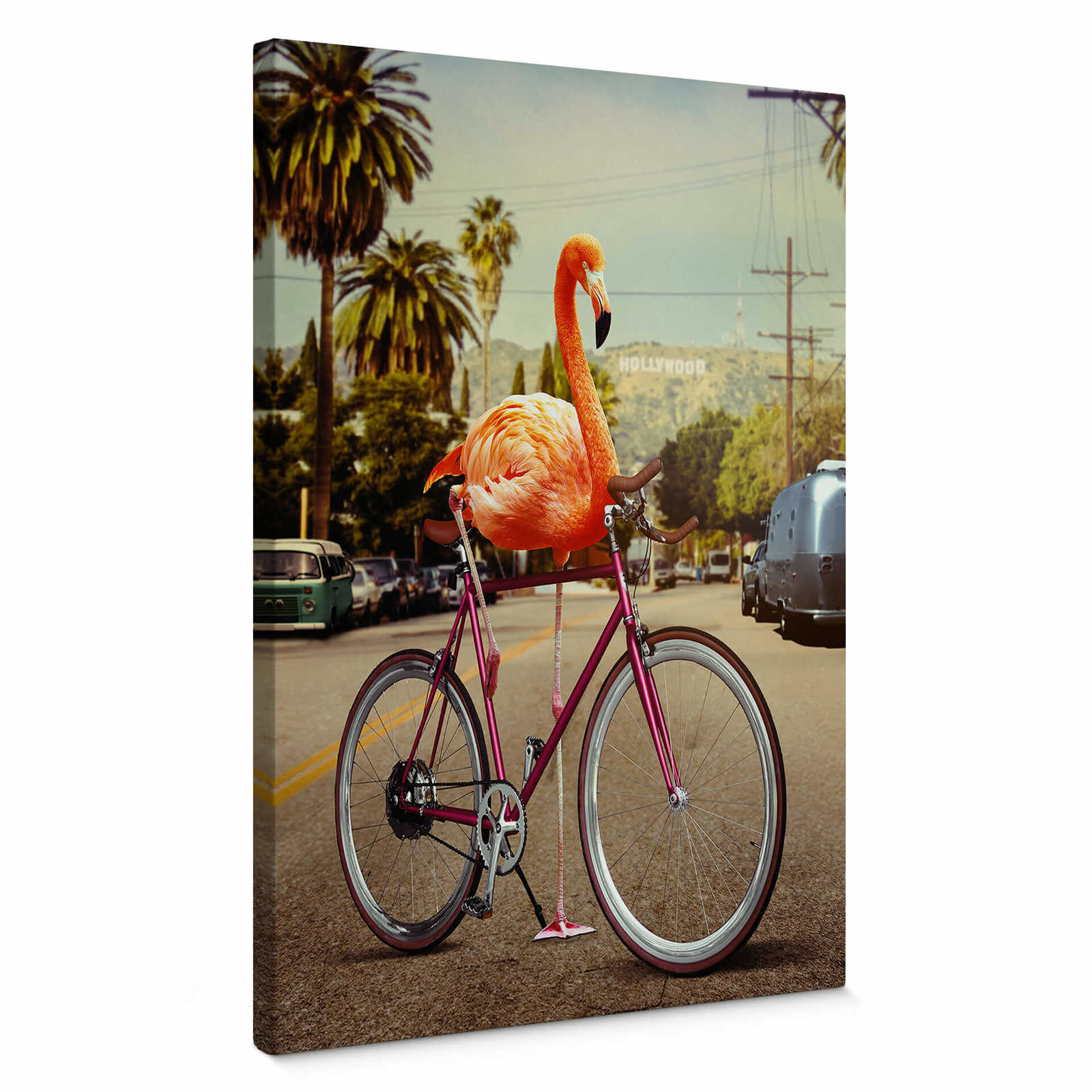         Canvas print flamingo on a bicycle by Loose – rosa
    