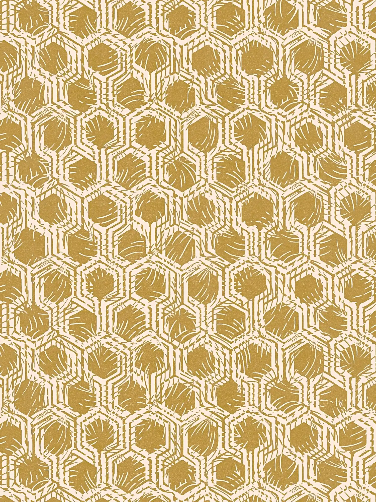 Metallic wallpaper with geometric pattern - gold, beige
