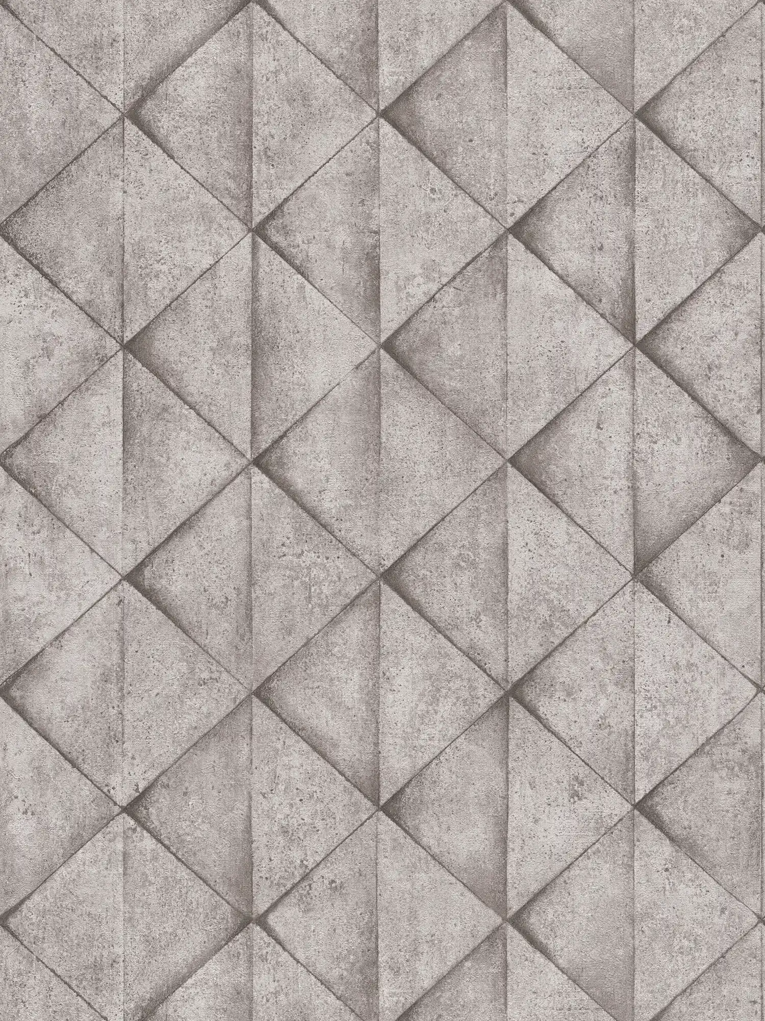 Wallpaper with concrete tiles & 3D effect - grey, anthracite

