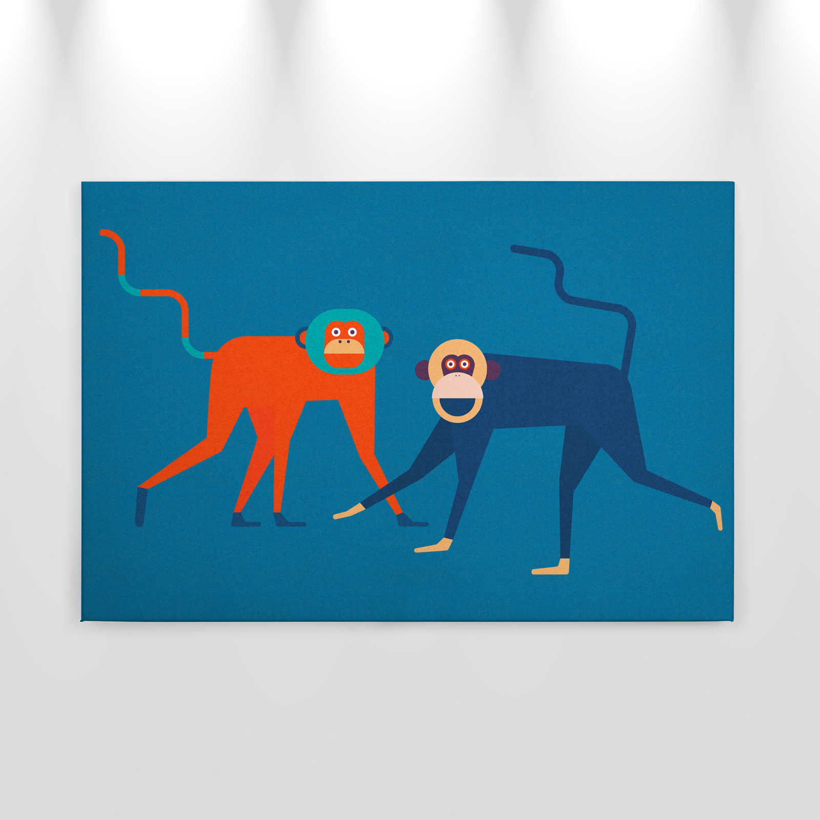             Monkey Business 2 - Canvas schilderij Apenbende in komische stijl - Kartonnen structuur - 0,90 m x 0,60 m
        