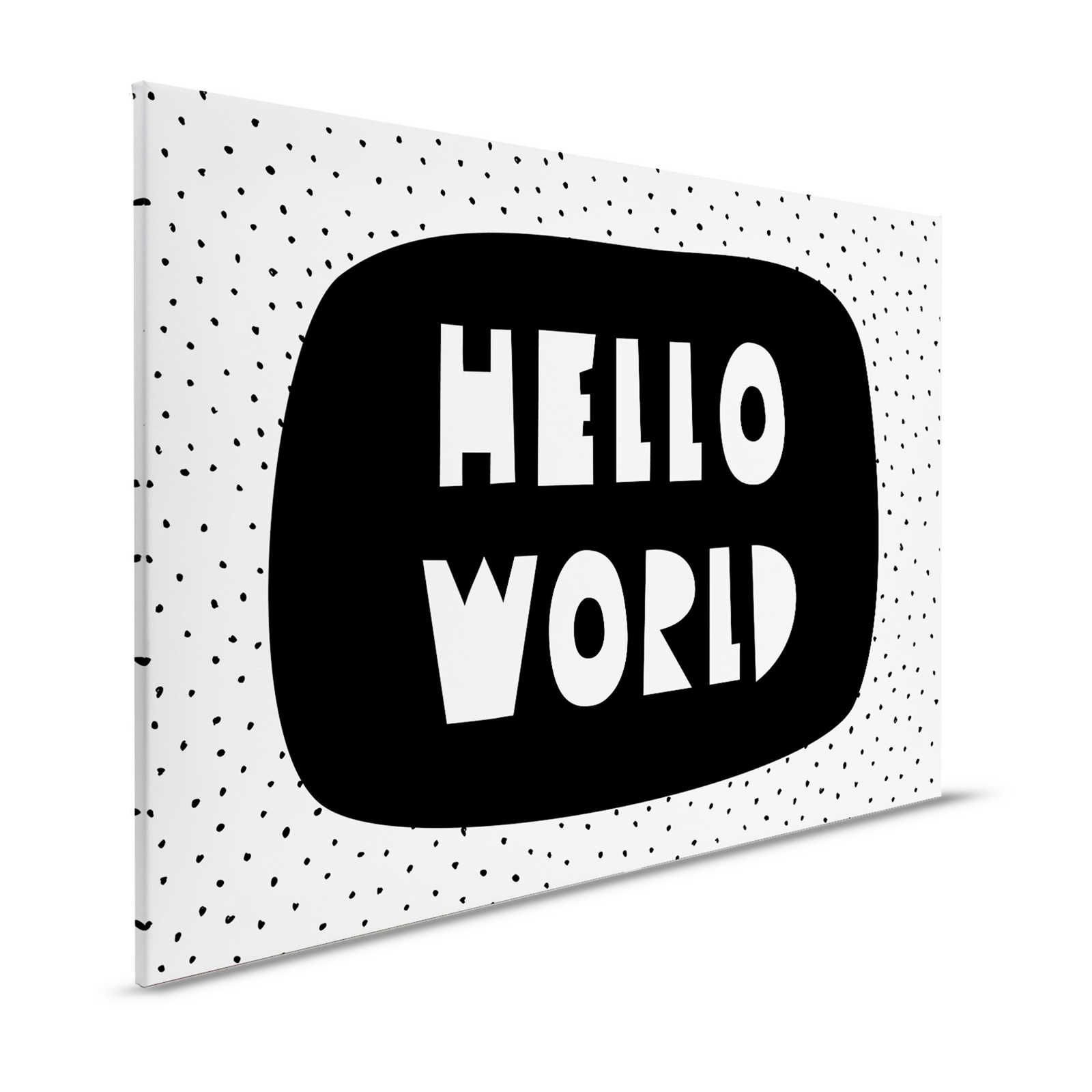 Tela per la camera dei bambini con scritta "Hello World" - 120 cm x 80 cm
