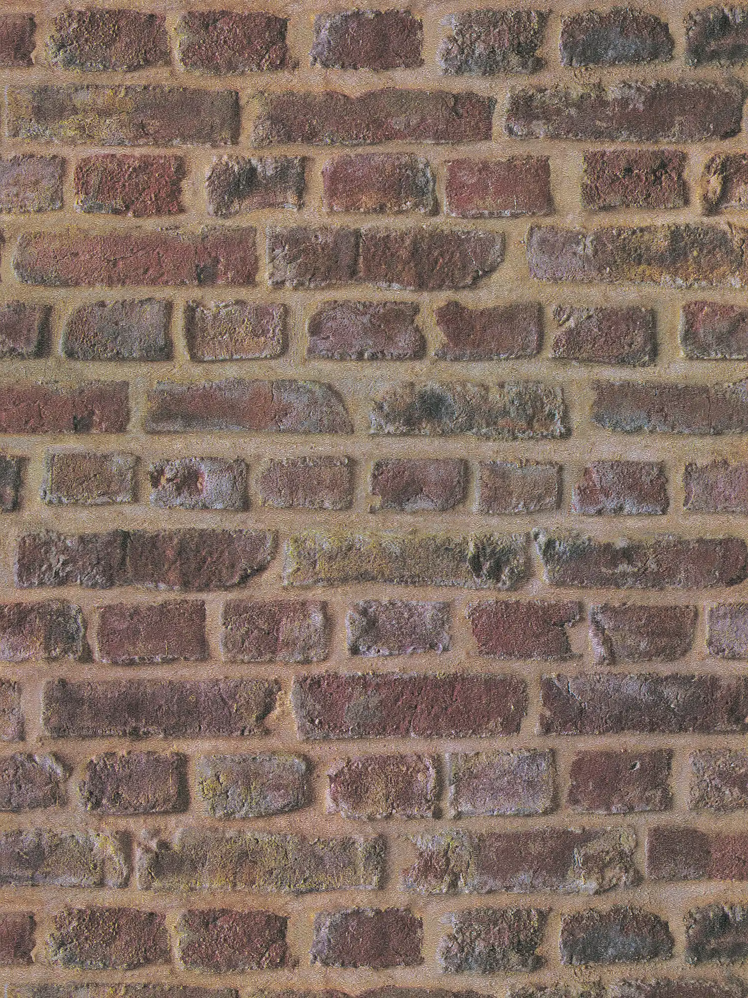 Stone optics wallpaper masonry in used look - brown
