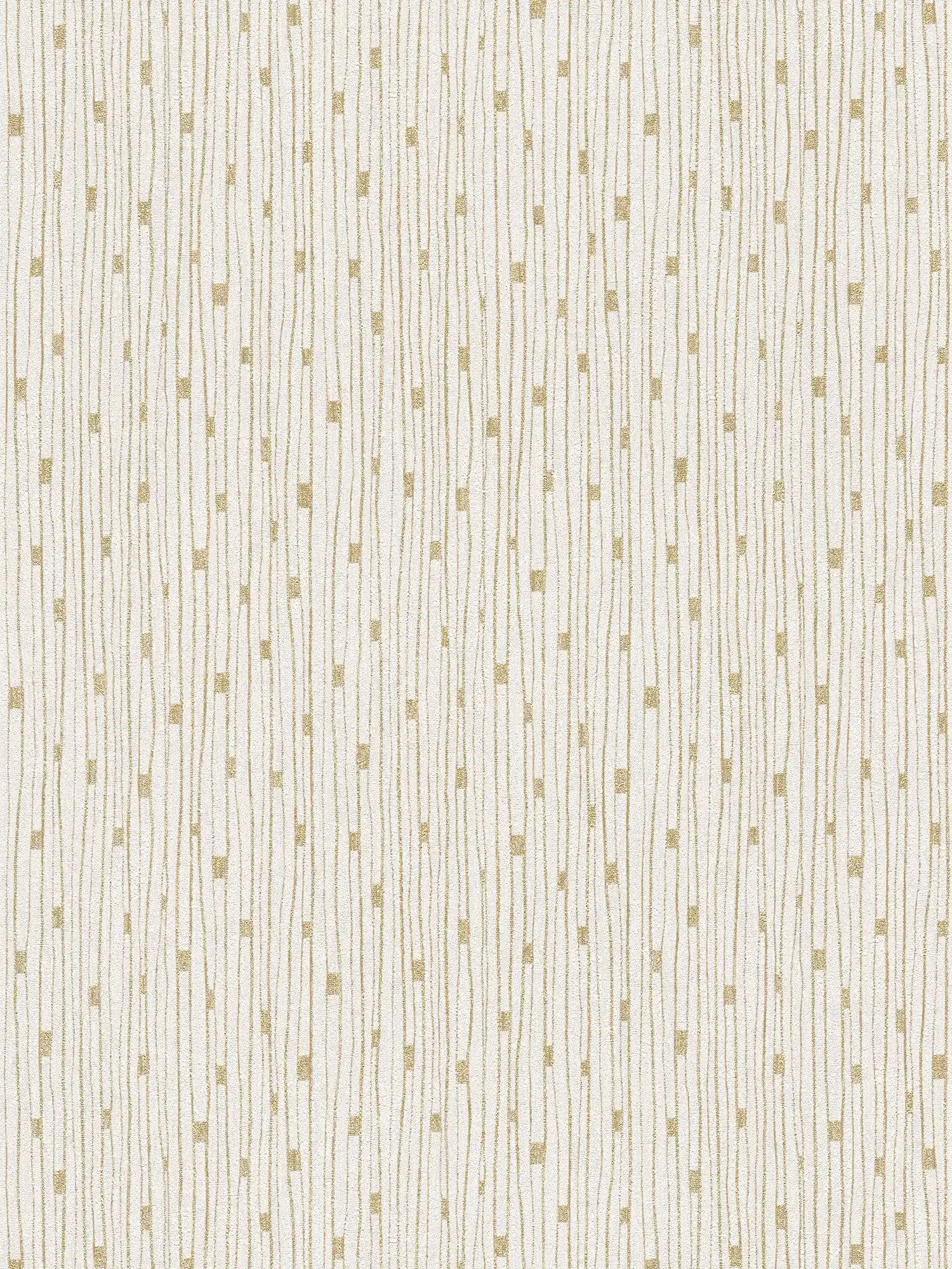 Retro wallpaper 50s line pattern - cream, metallic
