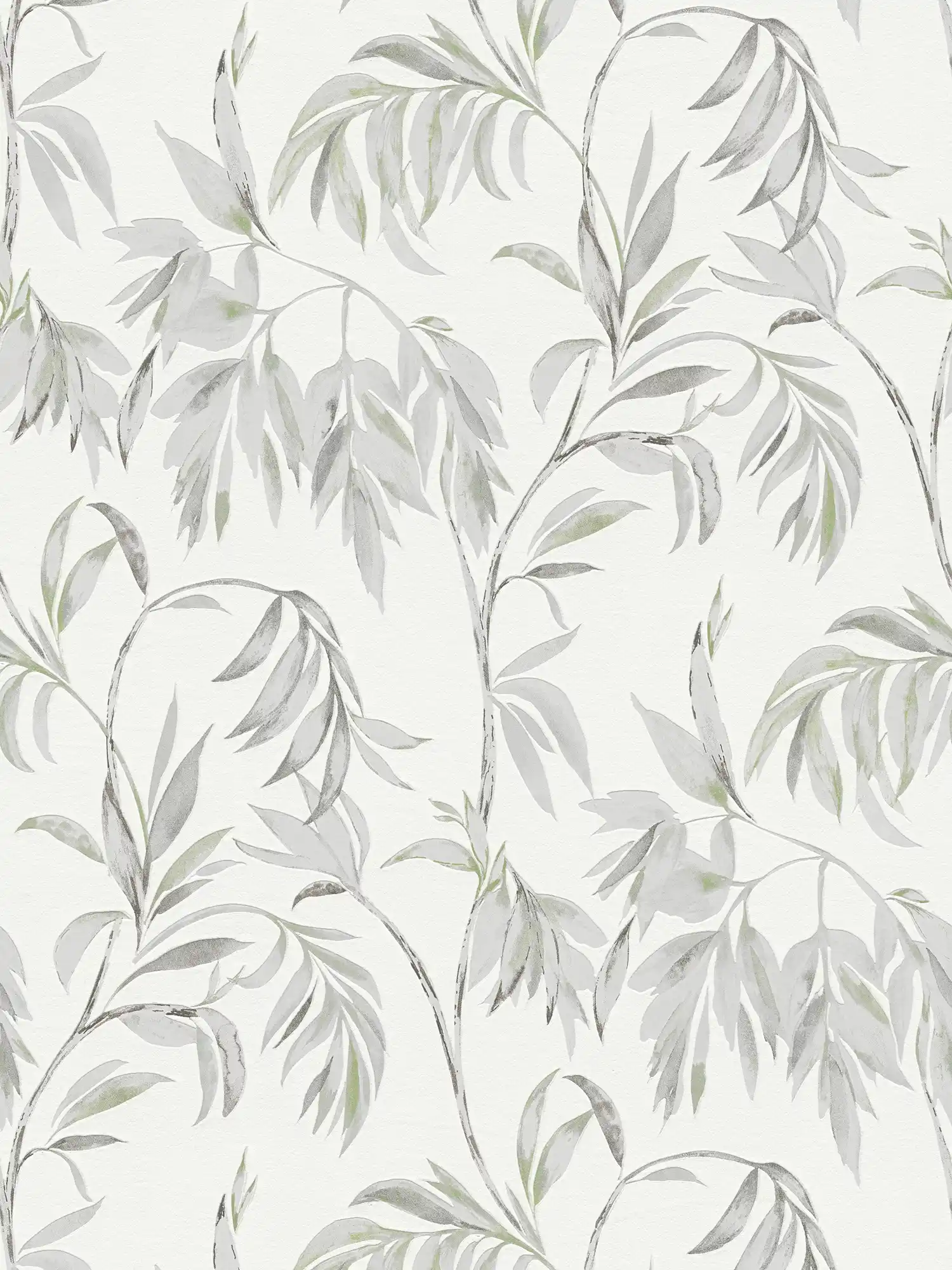 Nature wallpaper with leaves tendrils - beige, brown
