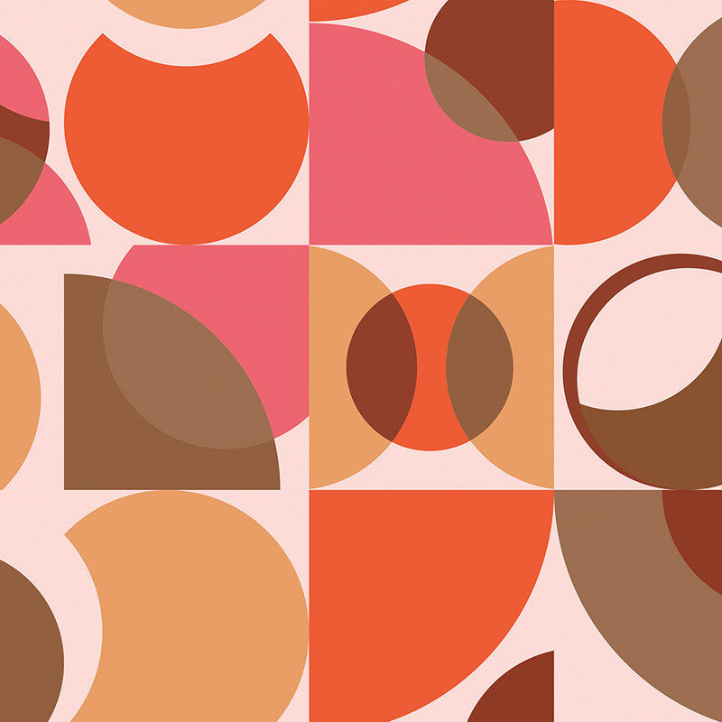         Retro mural orange with geometric design - brown, pink, orange
    