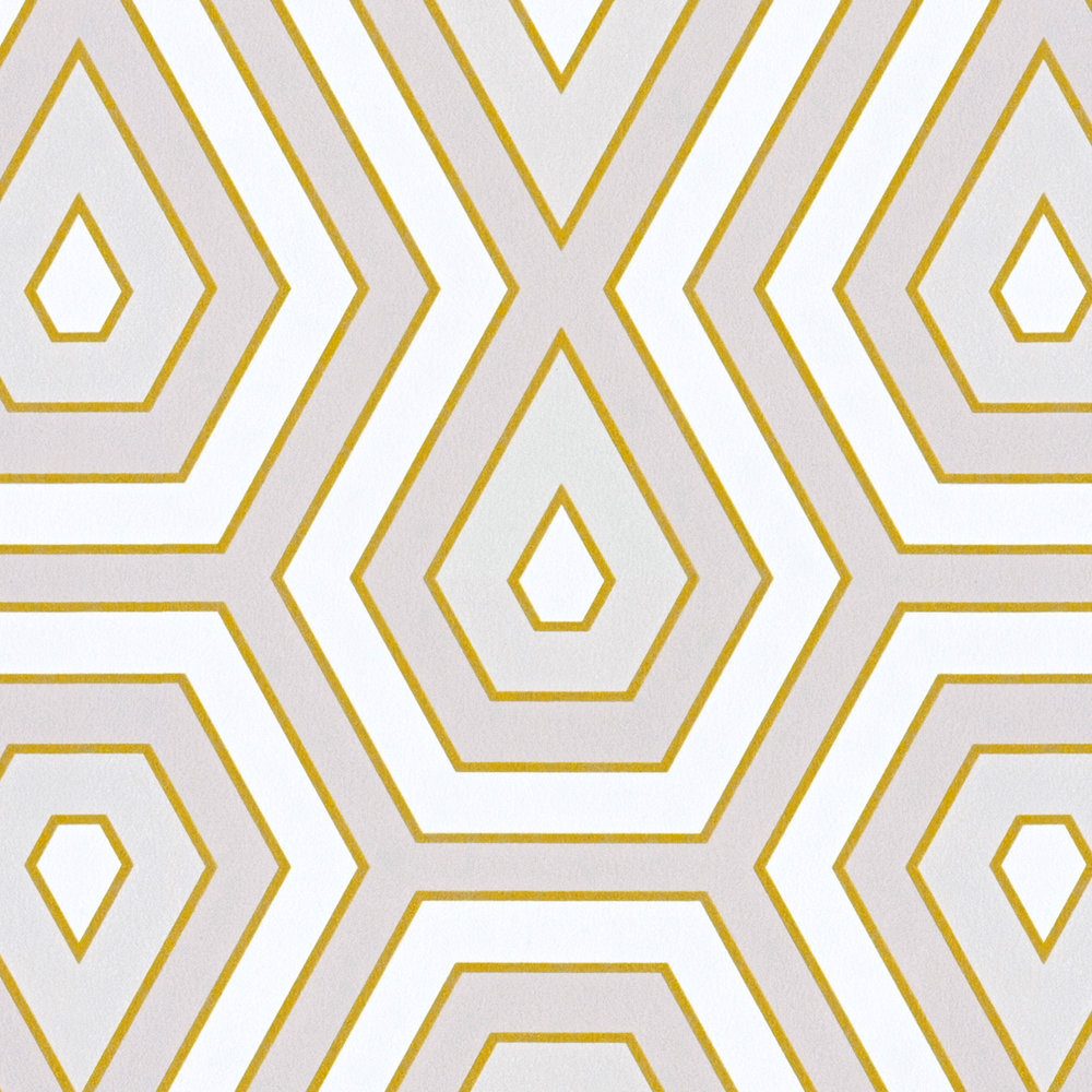             Behang grijs & goud met grafisch ontwerp in retrostijl - goud, wit, grijs
        