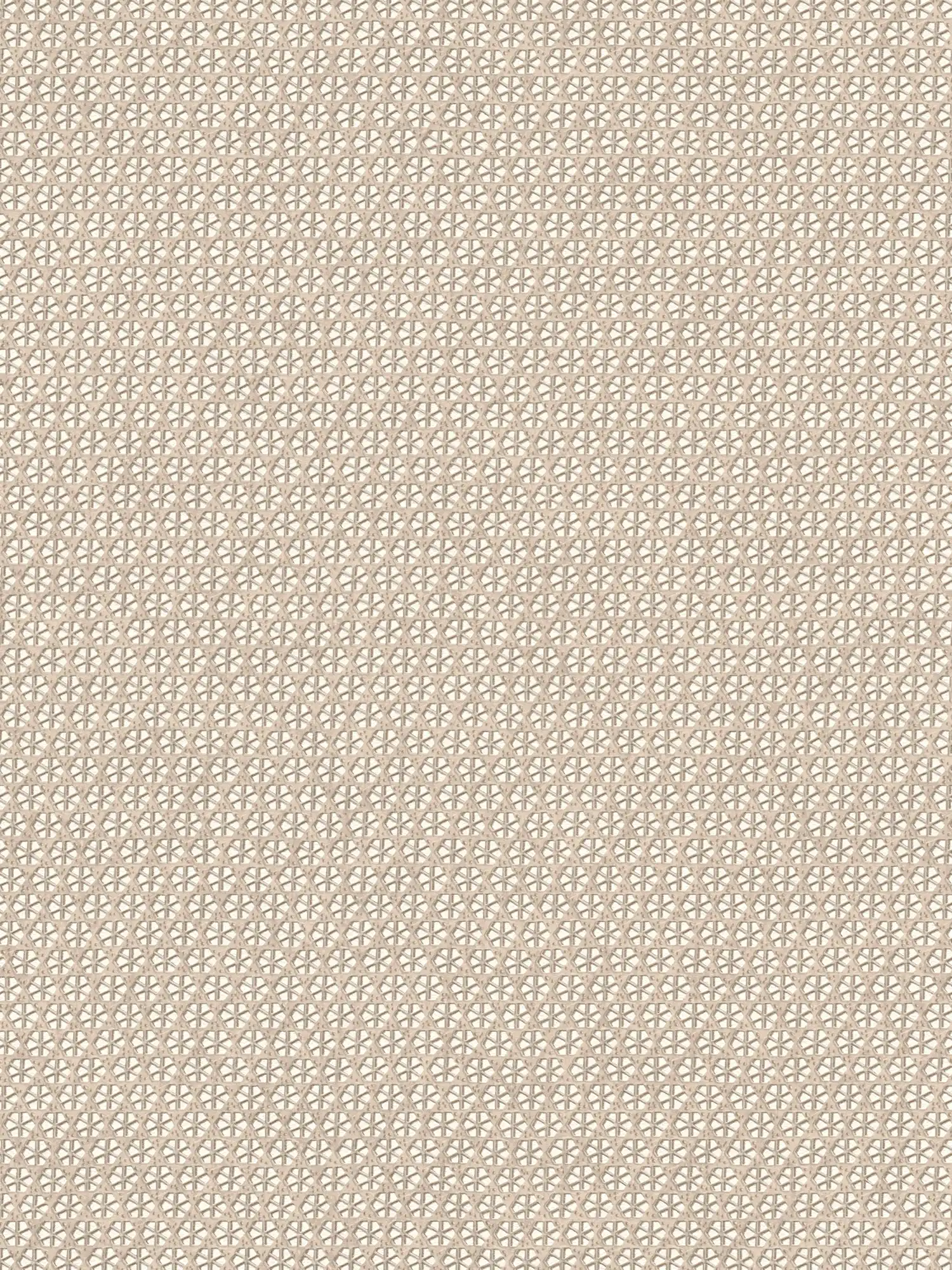 Wallpaper wickerwork pattern rattan look - brown, cream, white
