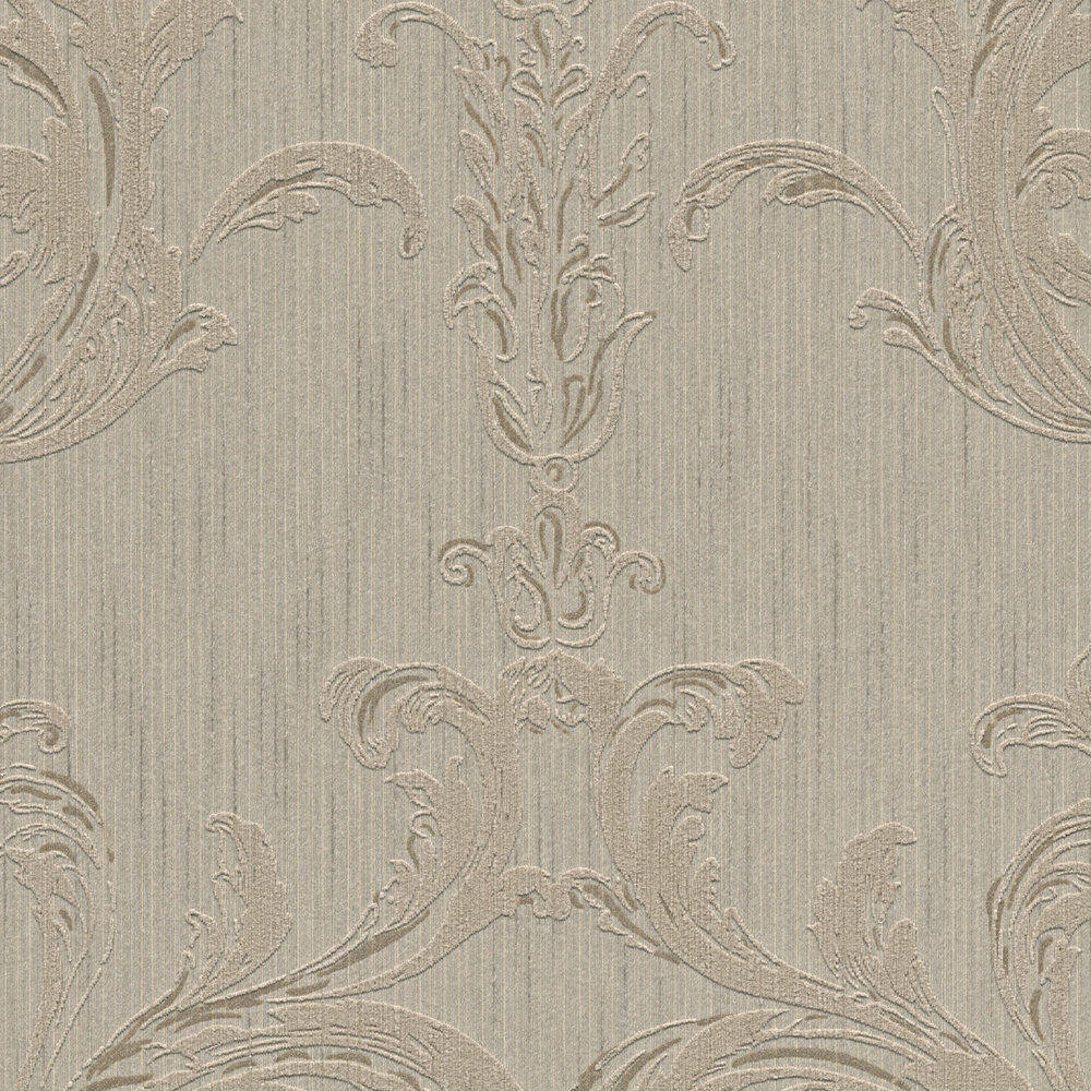             Papier peint élégant avec motif ornemental filigrane - marron
        