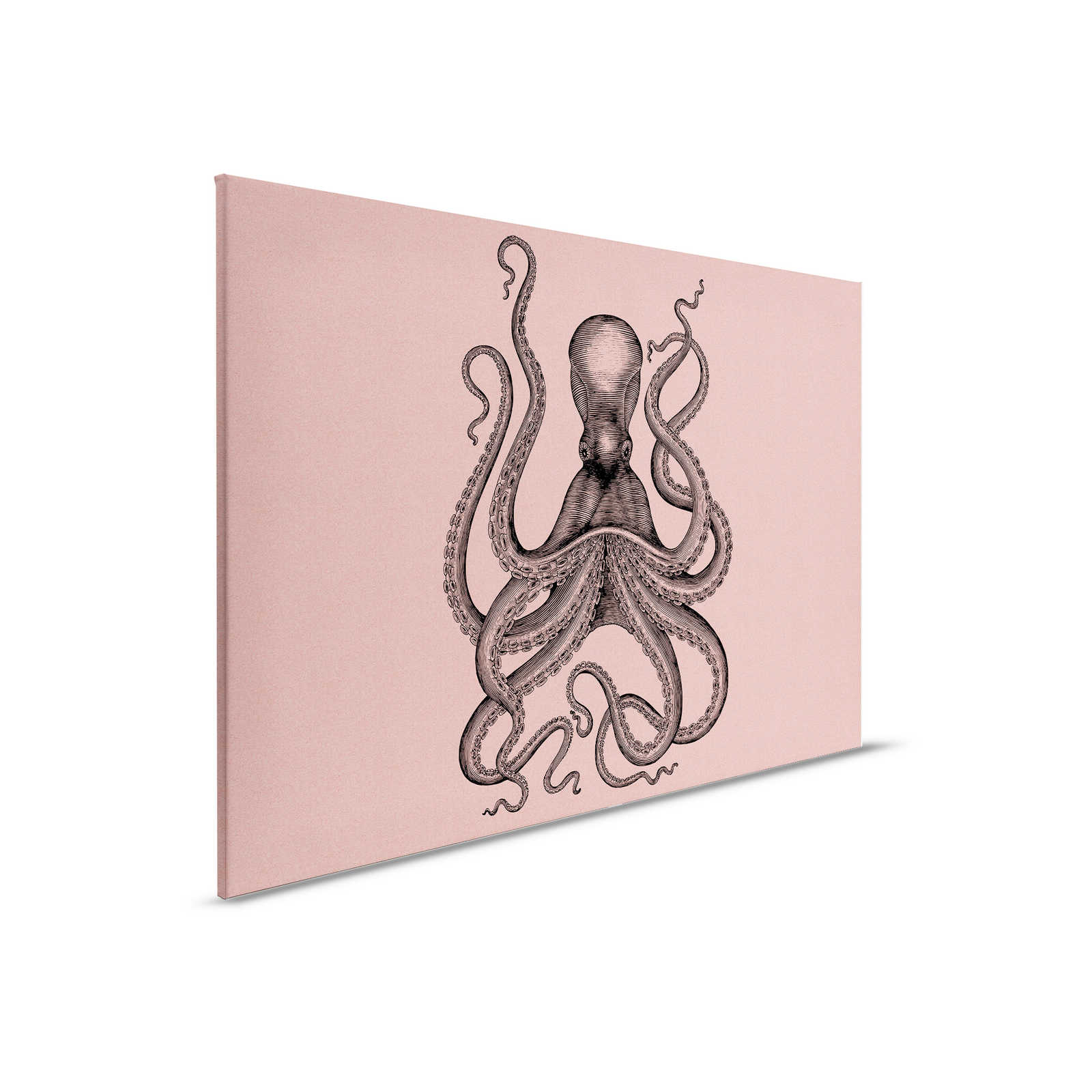         Jules 1 - Canvas painting with octopus in drawing & retro style in cardboard structure - 0.90 m x 0.60 m
    