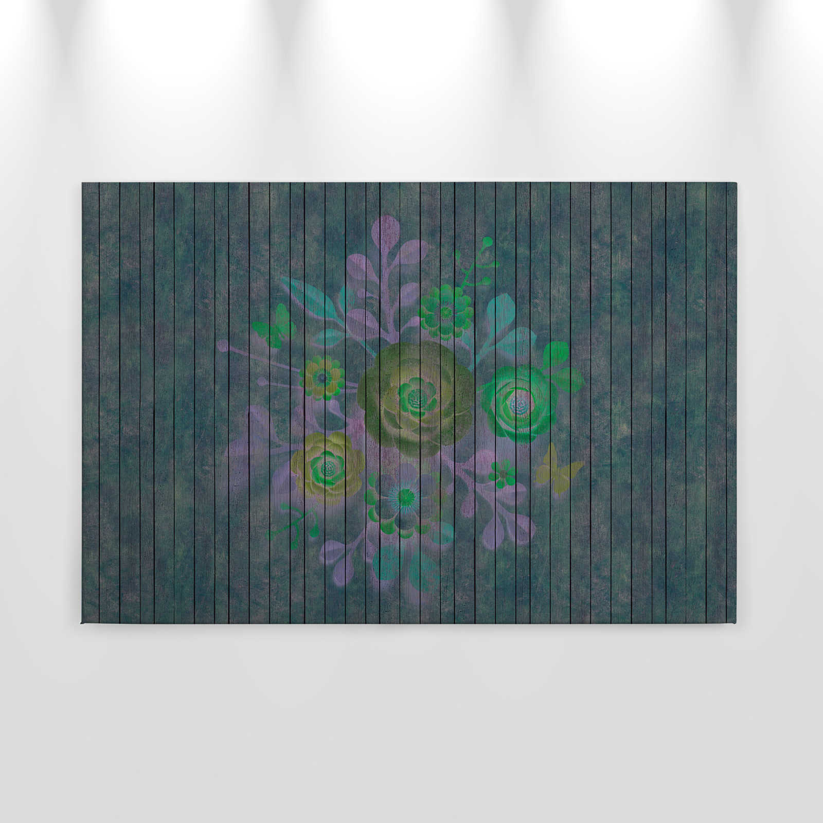             Spray bouquet 2 - Canvas painting in wood panel structure with flowers on board wall - 0.90 m x 0.60 m
        