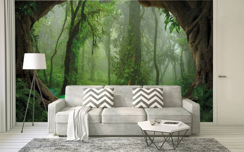             Magic tropical forest mural - Green, Brown
        