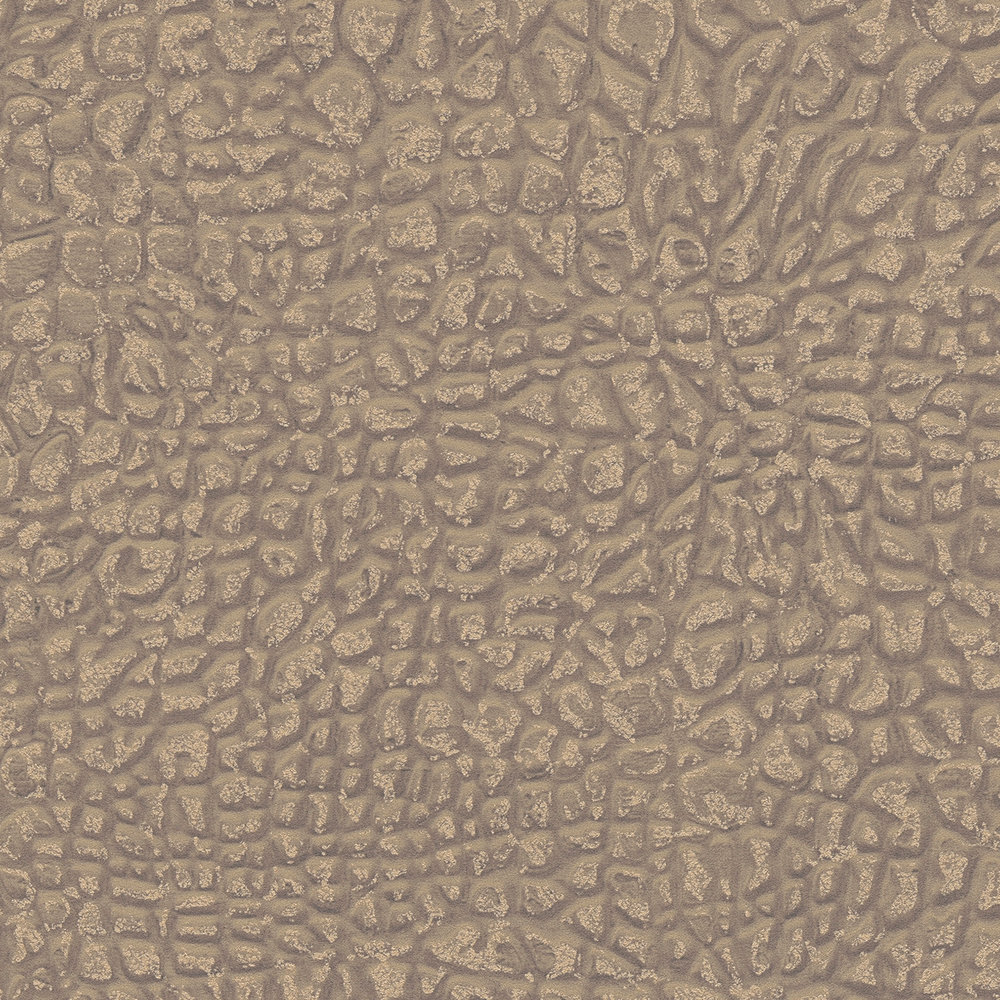             Wallpaper with fine stone pattern, metallics & 3D effect - Brown, Gold, Beige
        
