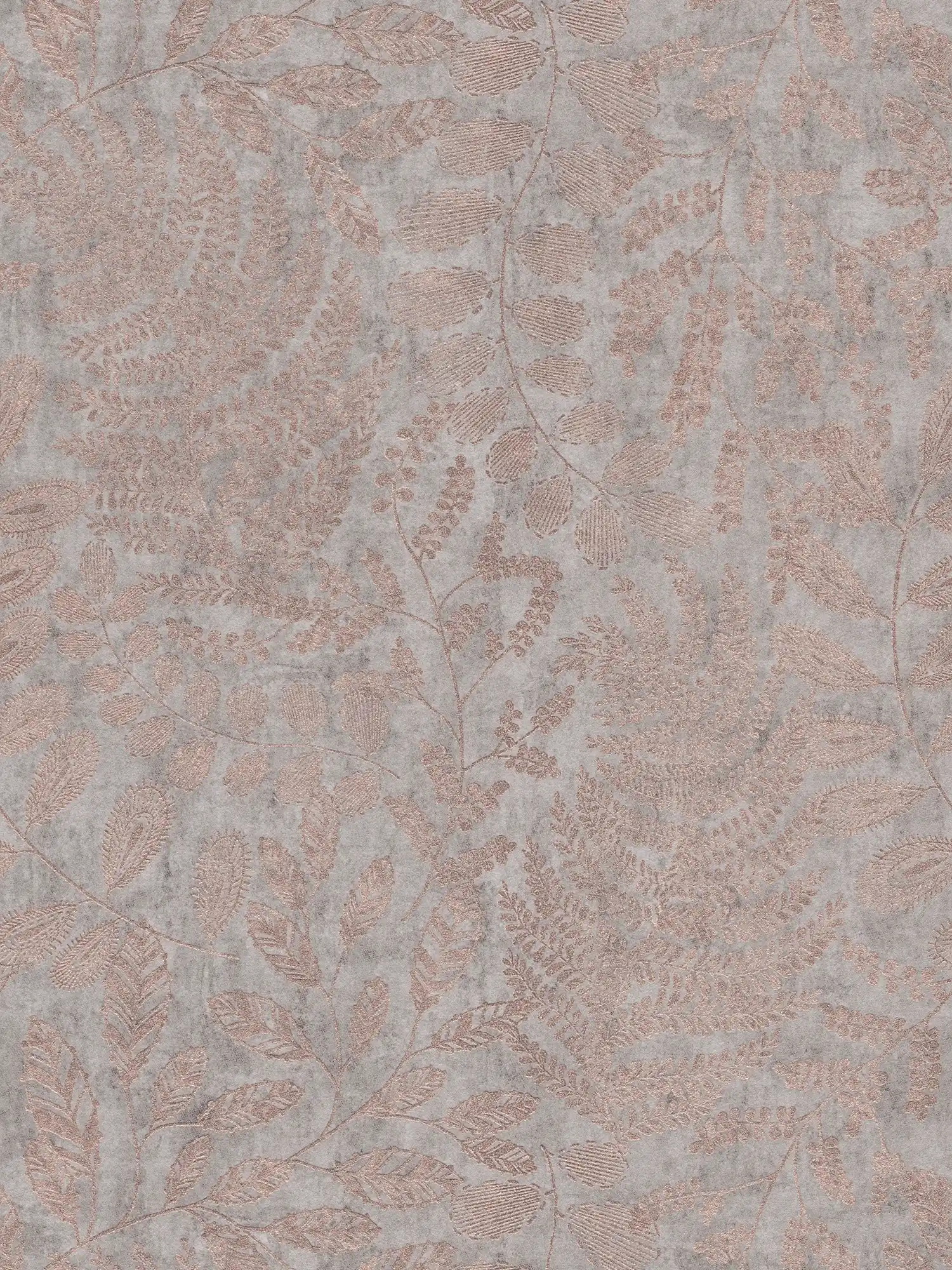 Metallic wallpaper leaf pattern in skandi style - grey, metallic
