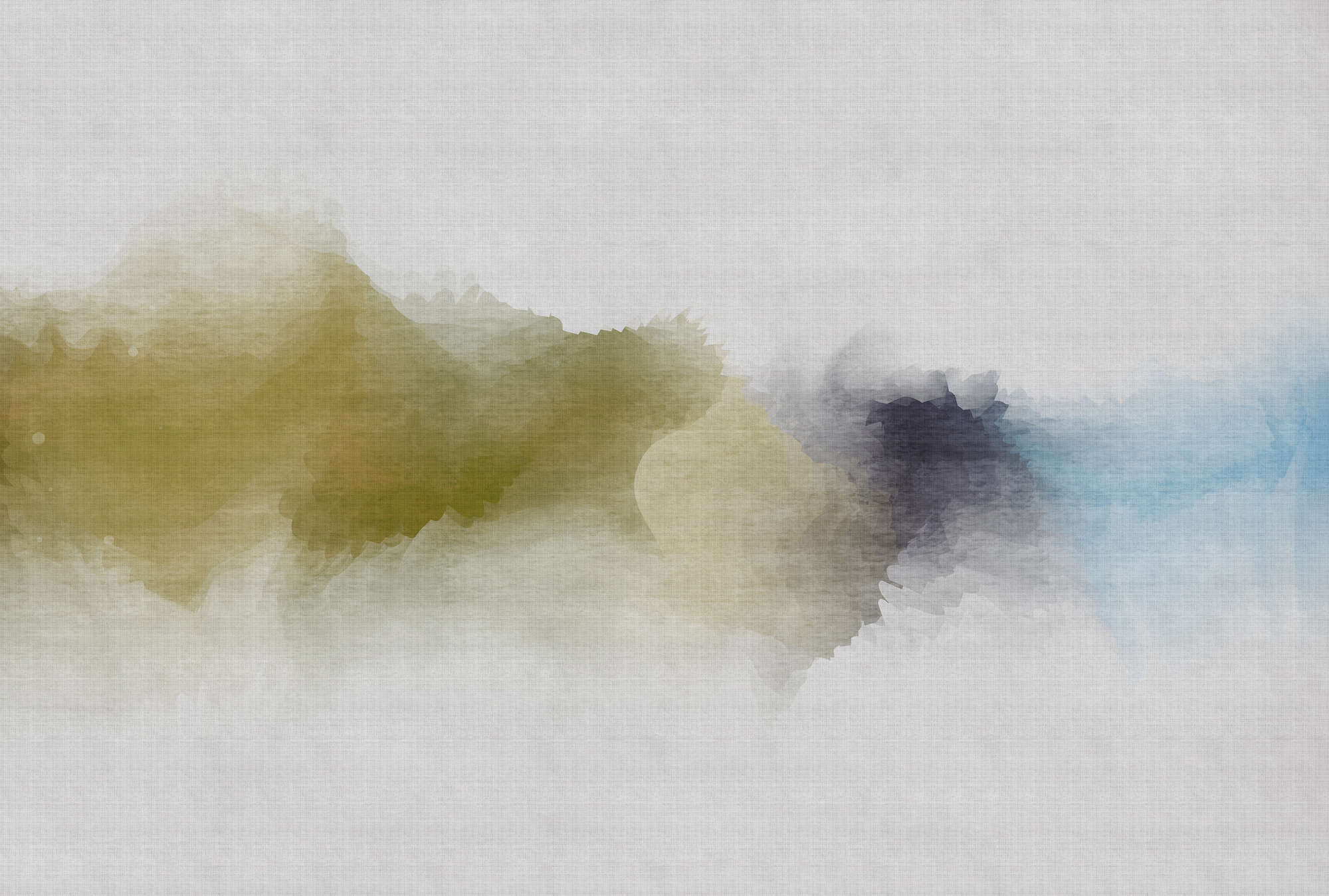             Daydream 3 - Fotomurali con motivo acquerello nuvoloso - struttura in lino naturale - vello liscio blu, giallo e perla
        