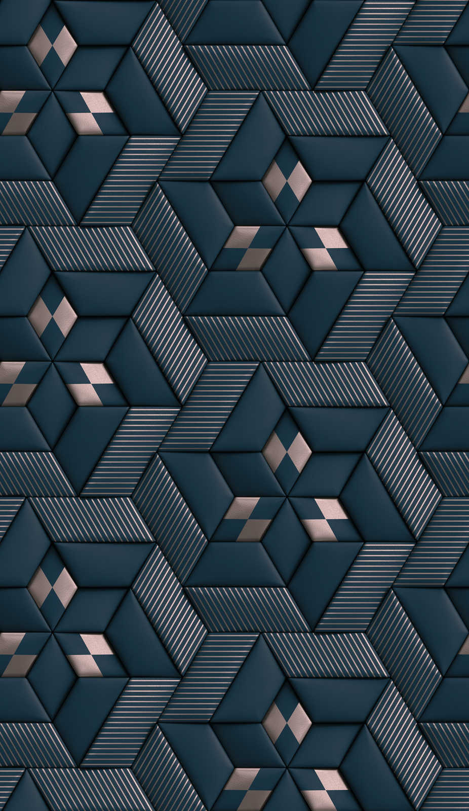            Non-woven wallpaper with abstract 3D pattern - blue, silver
        
