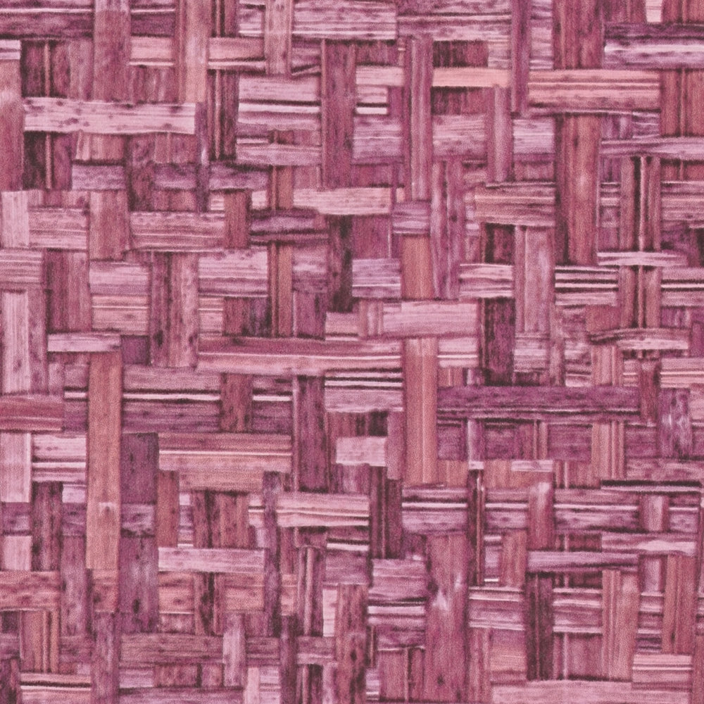             Carta da parati in tessuto non tessuto viola con motivo a treccia e design della struttura - rosa, rosso
        