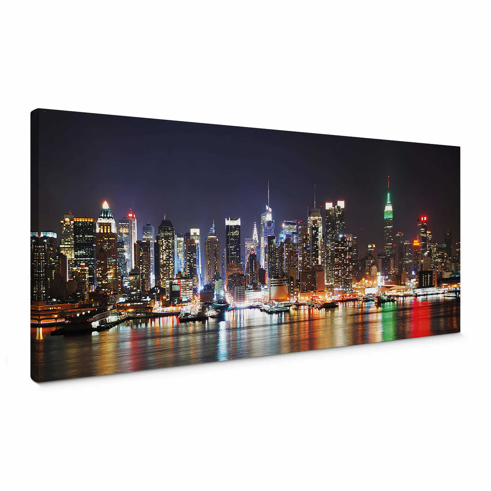Panoramic canvas print New York skyline – colourful
