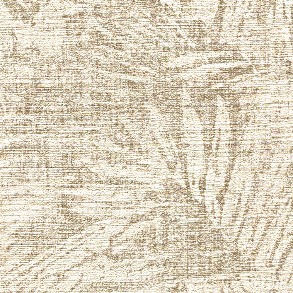             Papier peint Feuilles & effet lin style colonial - marron, beige
        