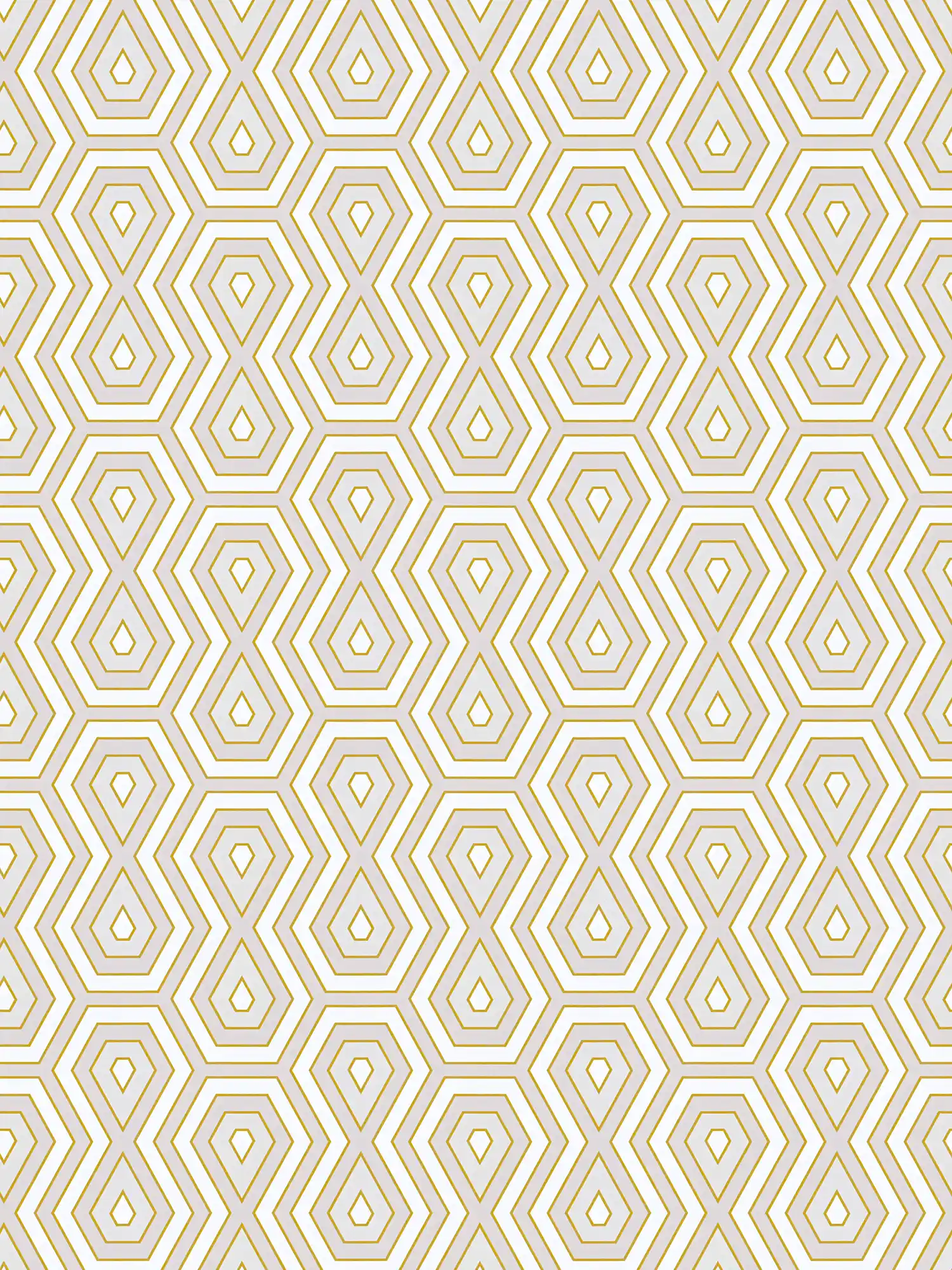 Behang grijs & goud met grafisch ontwerp in retrostijl - goud, wit, grijs
