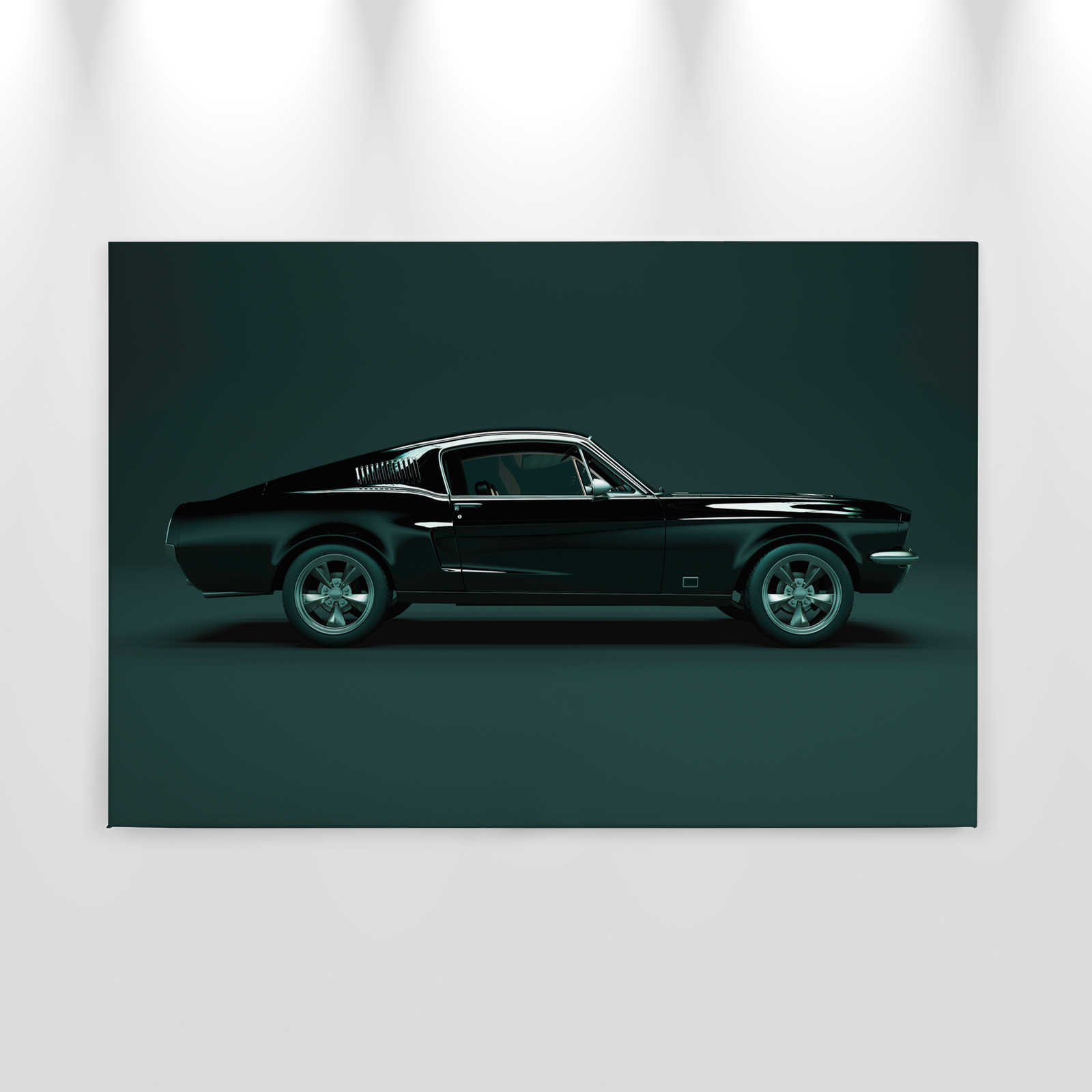             Mustang 1 - Canvas schilderij, zijaanzicht Mustang, vintage - 0.90 m x 0.60 m
        