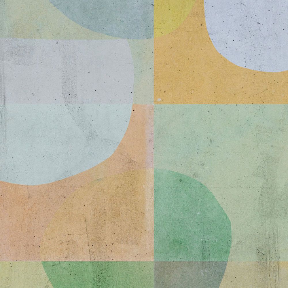            Photo wallpaper »elija 1« - retro pattern in pale colours with concrete look - green, blue, pink | matt, smooth non-woven
        