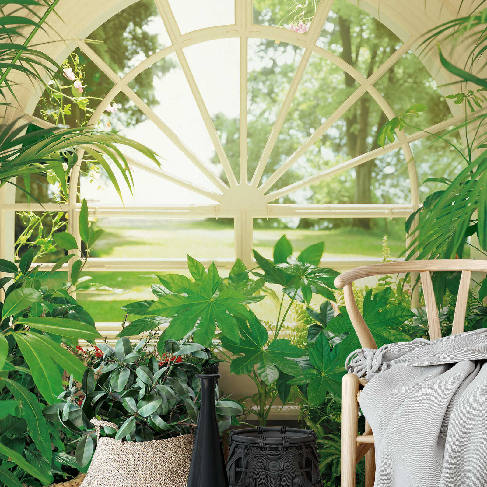             Fotomurali giardino d'inverno piante tropicali, formato verticale
        