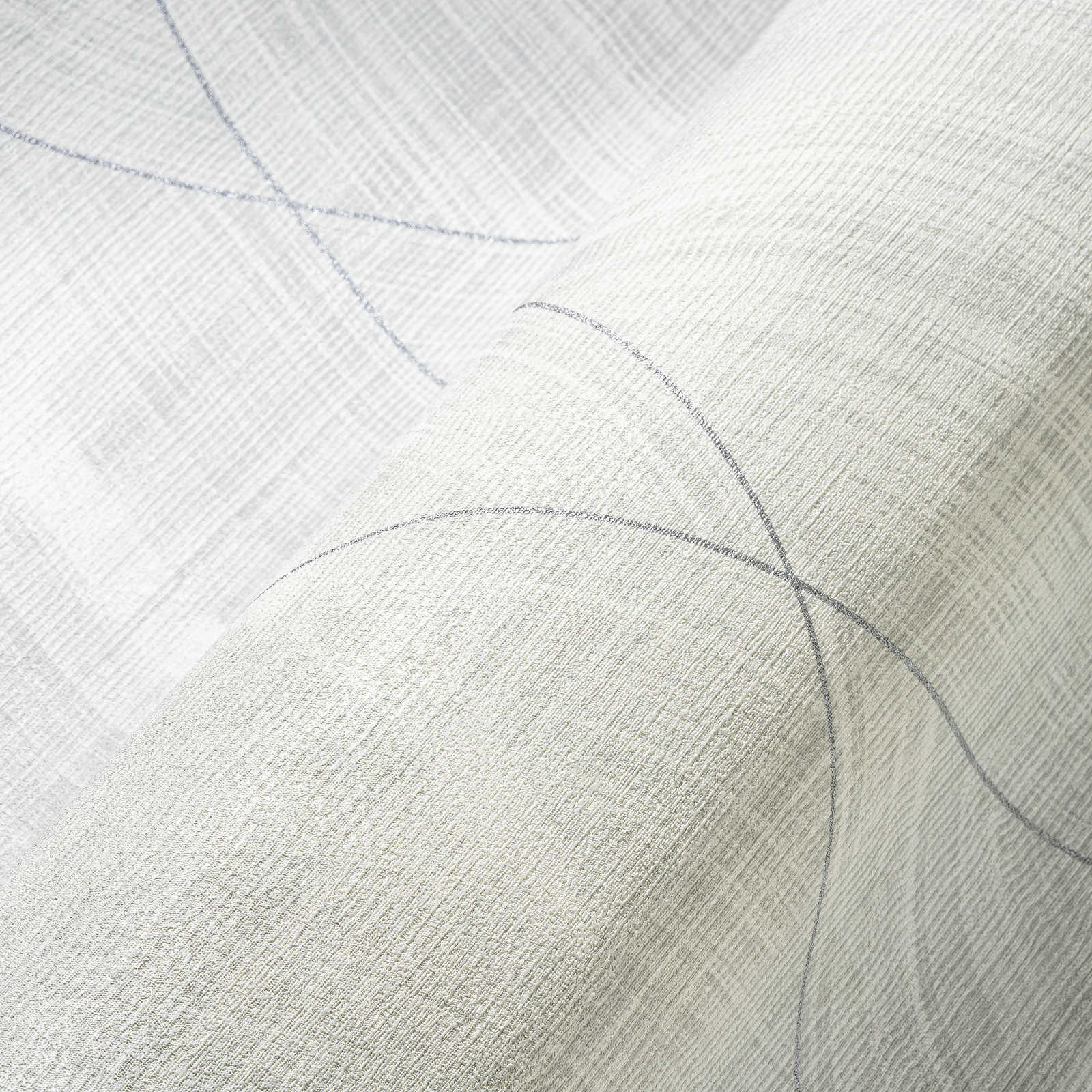             Textielachtig behangpapier met ruitmotief - metallic, wit
        