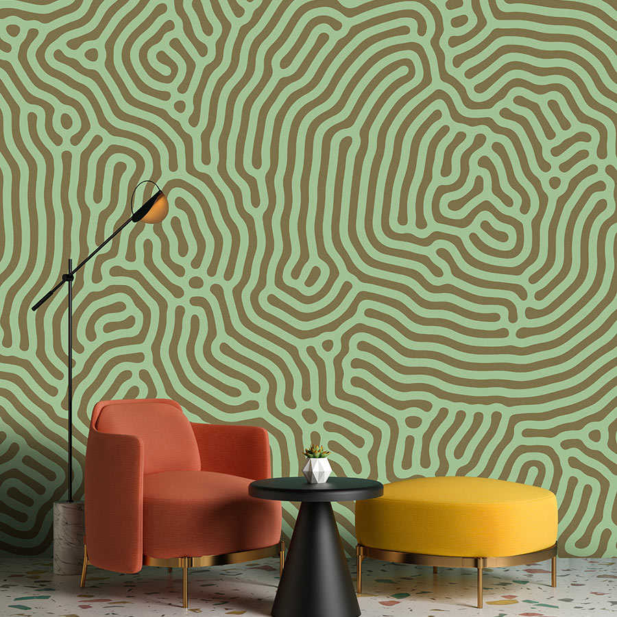         Sahel 1 - green wall mural labyrinth pattern sage green
    
