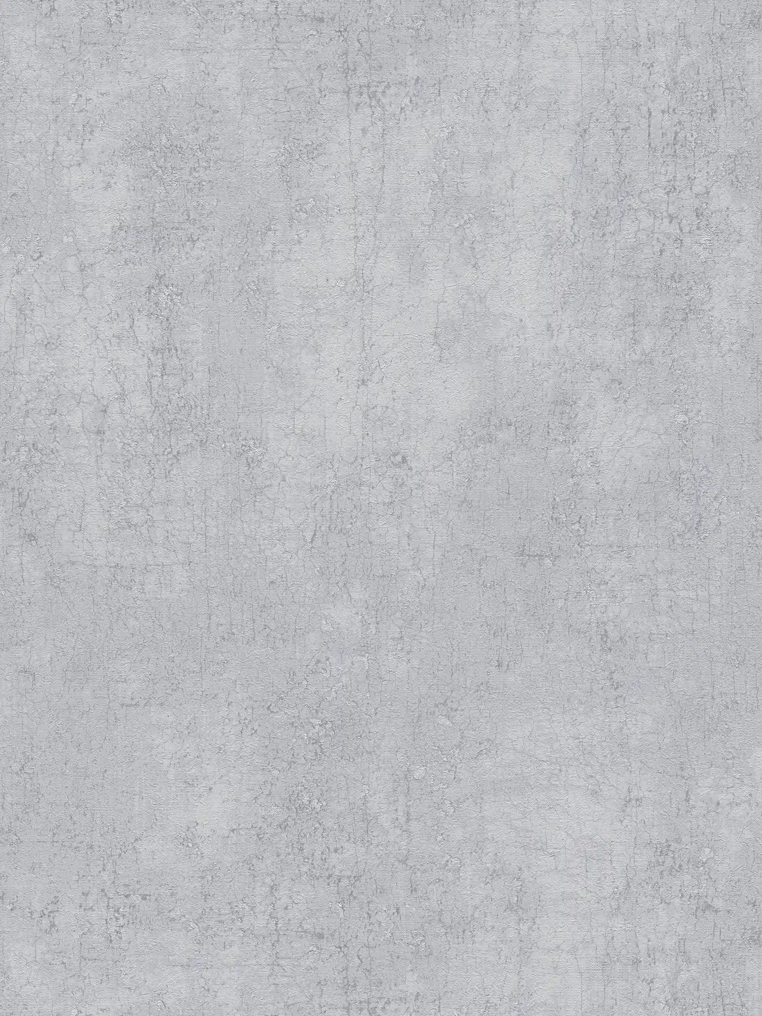 Papier peint aspect plâtre gris pierre avec accents argentés - gris, métallique
