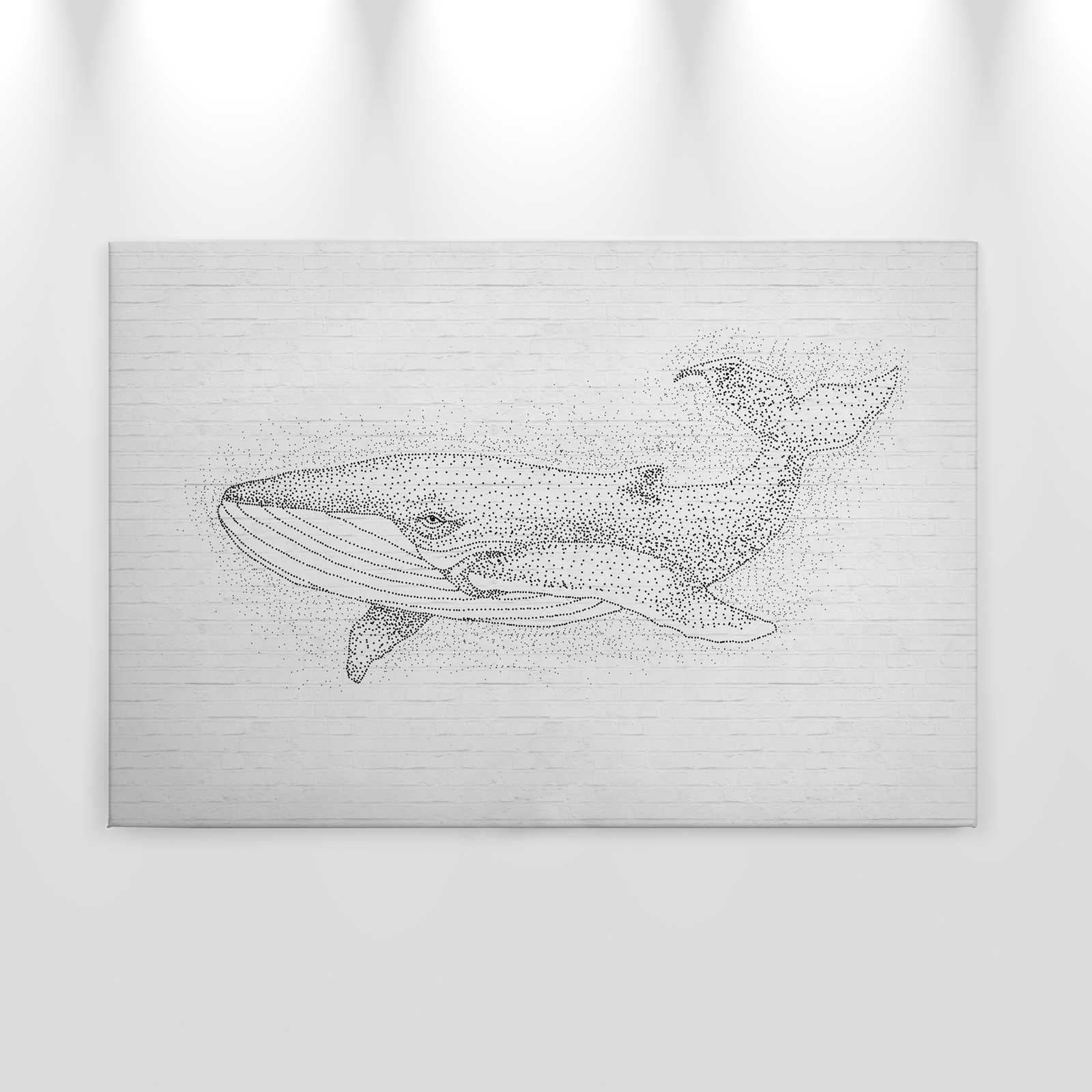             Lienzo de diseño Pared de ladrillos y motivo ballena - 0,90 m x 0,60 m
        